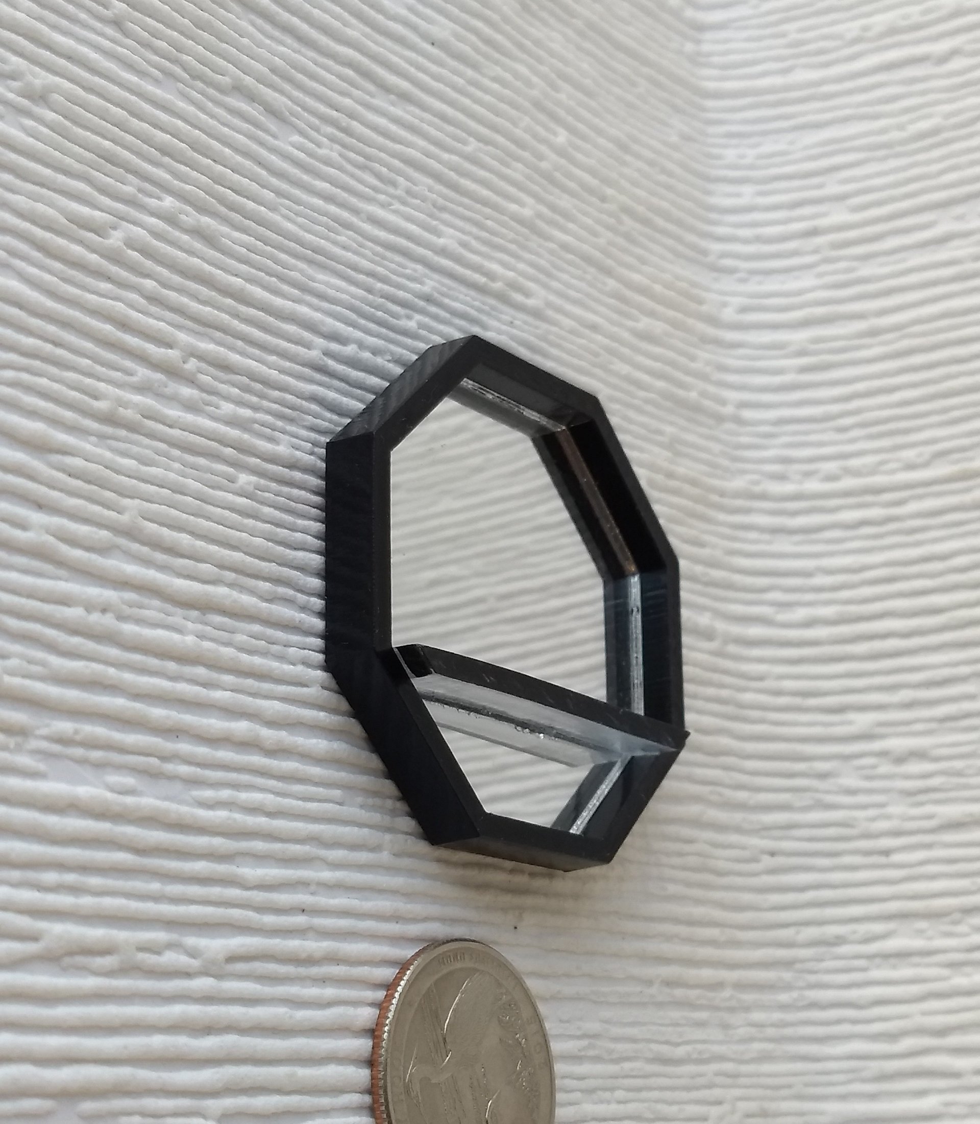 1:12 Dollhouse accent mirror Octagon mirror with clear acrylic shelf
