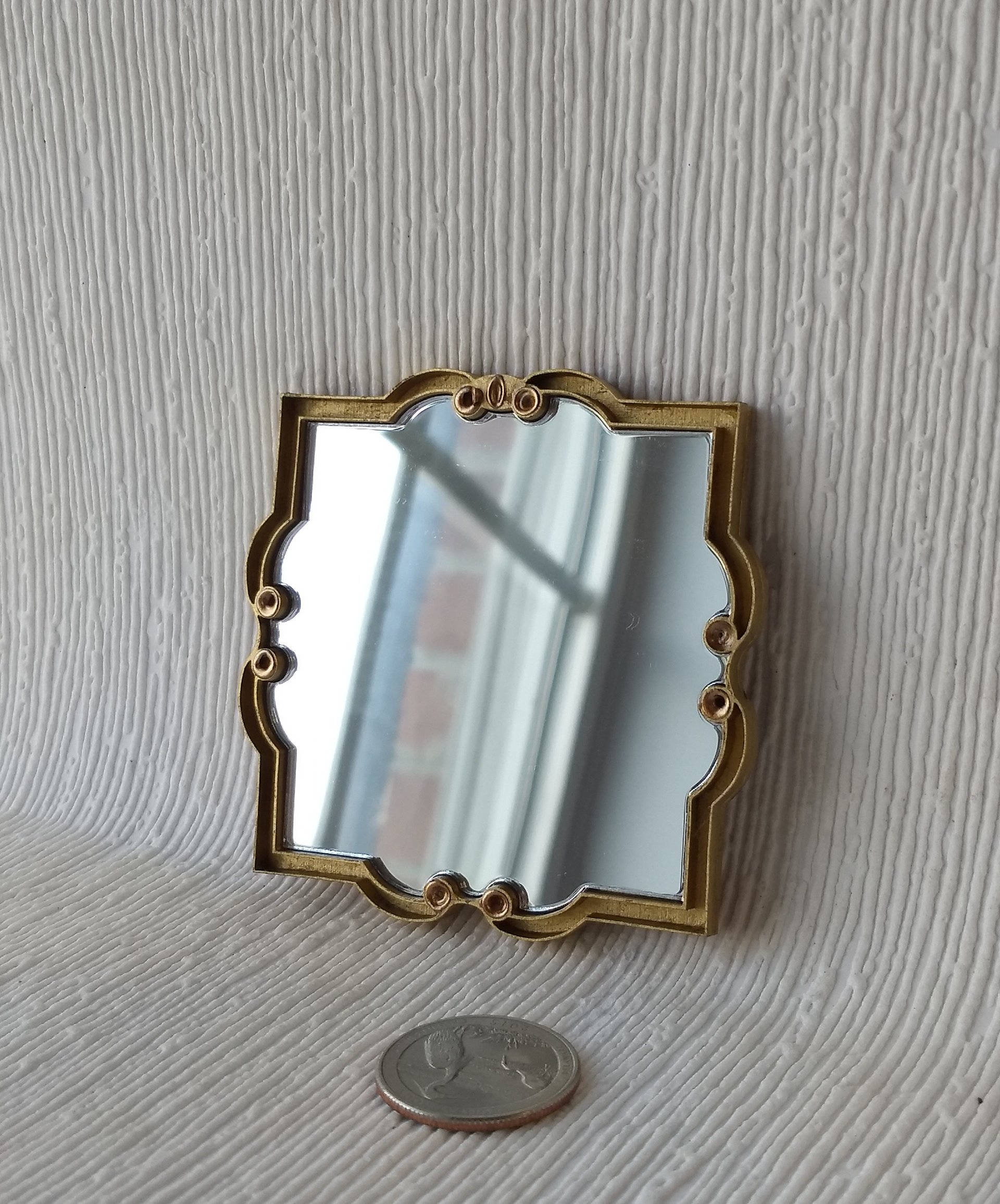 1: 12 Dollhouse accent mirror faux iron works mirror with intricate scrolls in frame