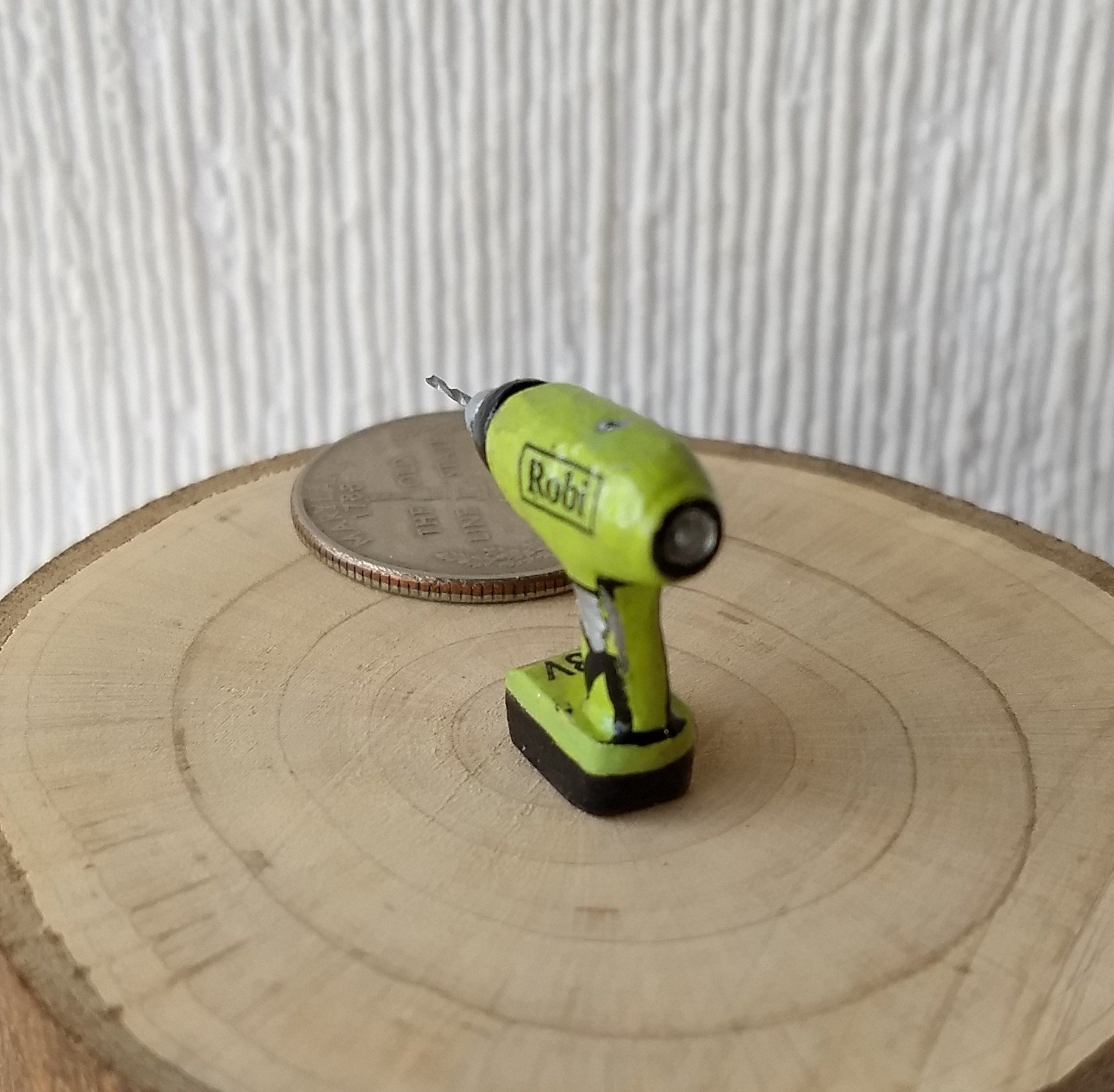 RESERVED 1:12 dollhouse power drill Miniature electric drill with faux rechargeable battery base and genuine micro drill bit