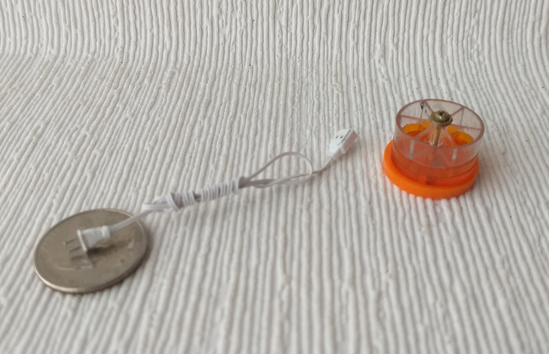 RESERVED 1:12 dollhouse miniature lazy Susan tools holder Spinnable tools organizer in clear and orange acrylic AND a unit of dollhouse extension cord