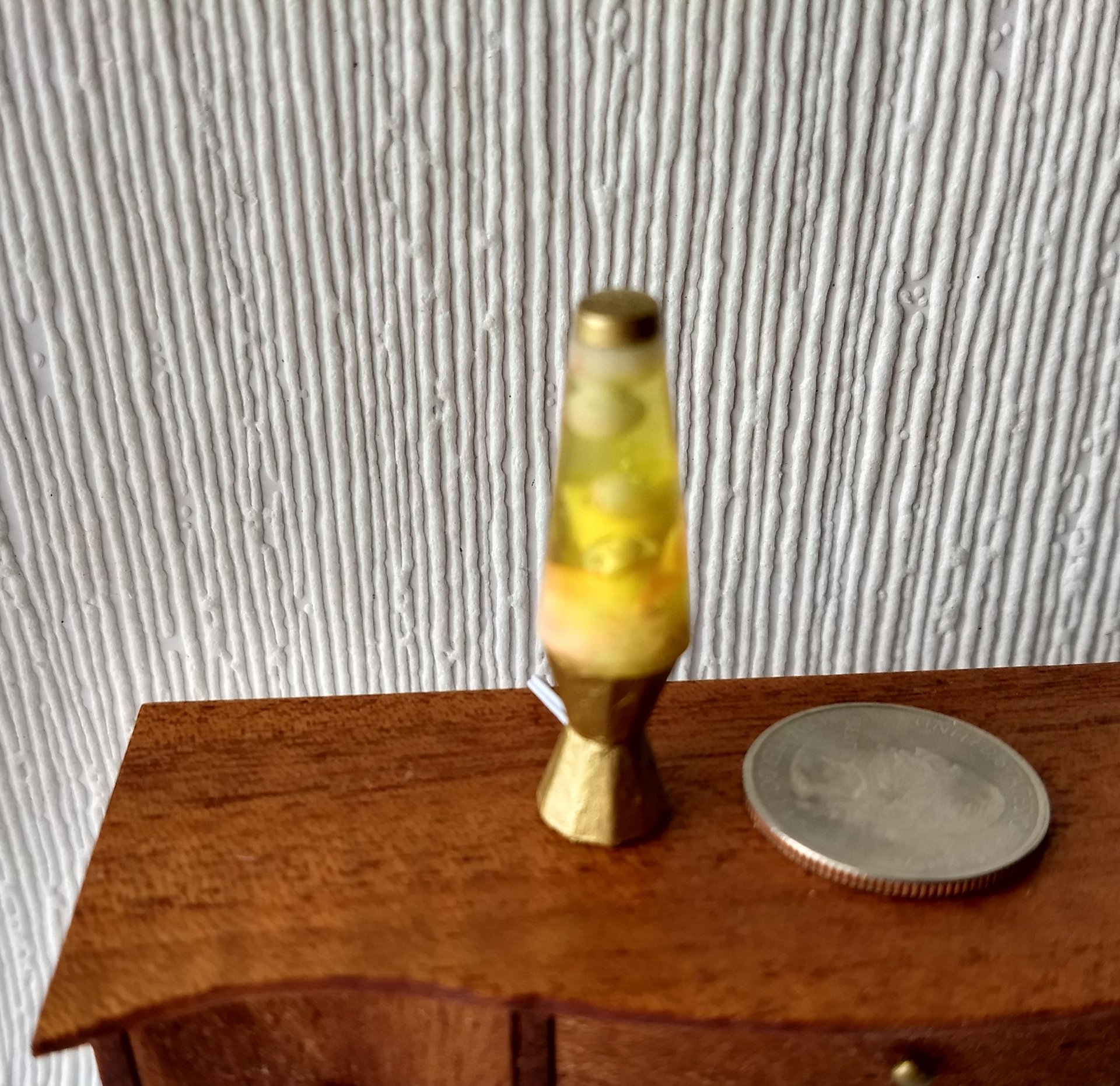 RESERVED 1:12 Dollhouse miniature retro lava lamps (two units) Battery operated LED table lamp MCM style with external wires