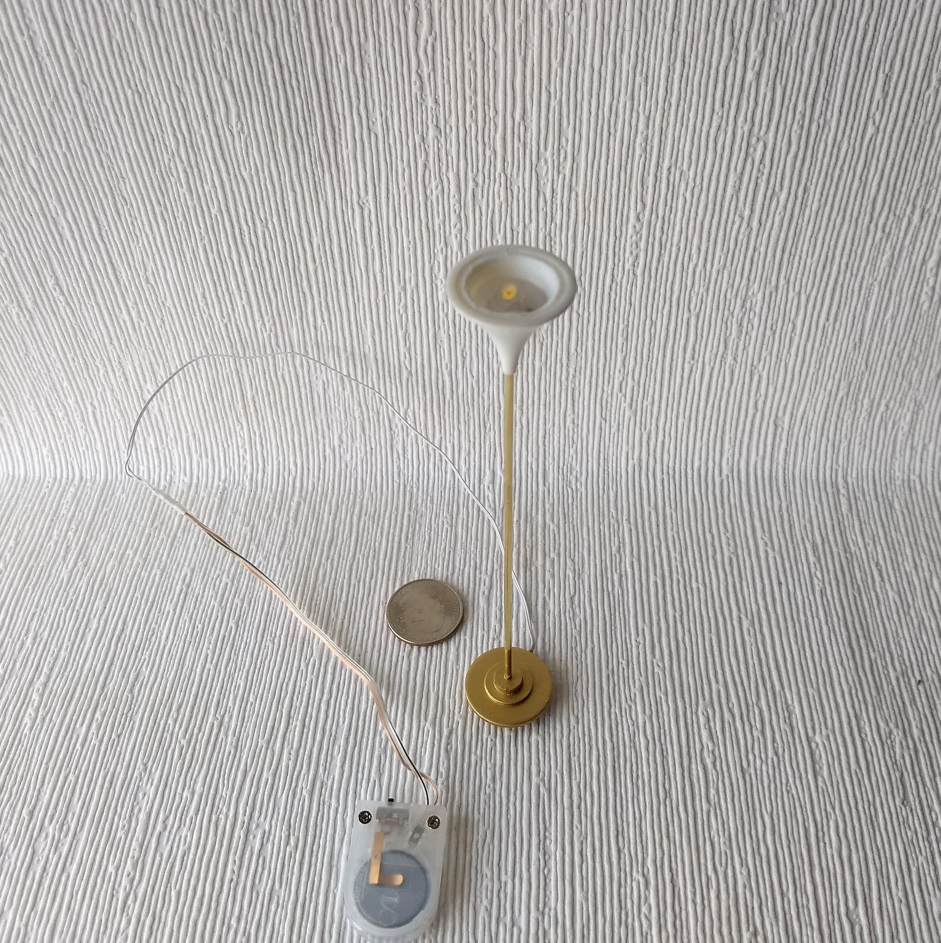 1:12 Dollhouse floor lamp Mid-century styled tulip torchiere lamp MCM retro style floor lamp Battery operated with external wires