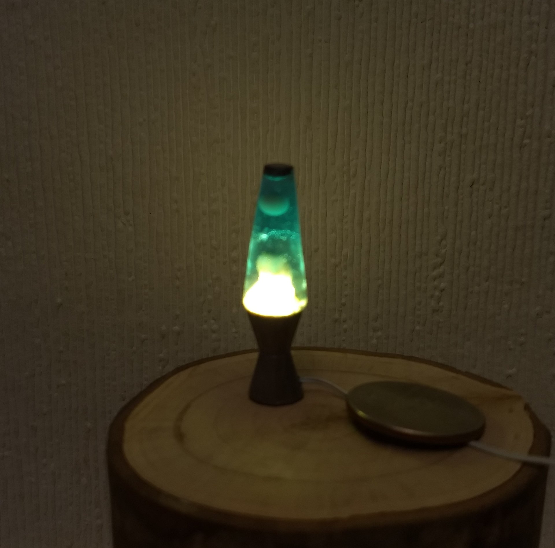 1:12 Dollhouse miniature Handcrafted retro lava lamp Battery operated LED table lamp MCM style with external wires - blue resin