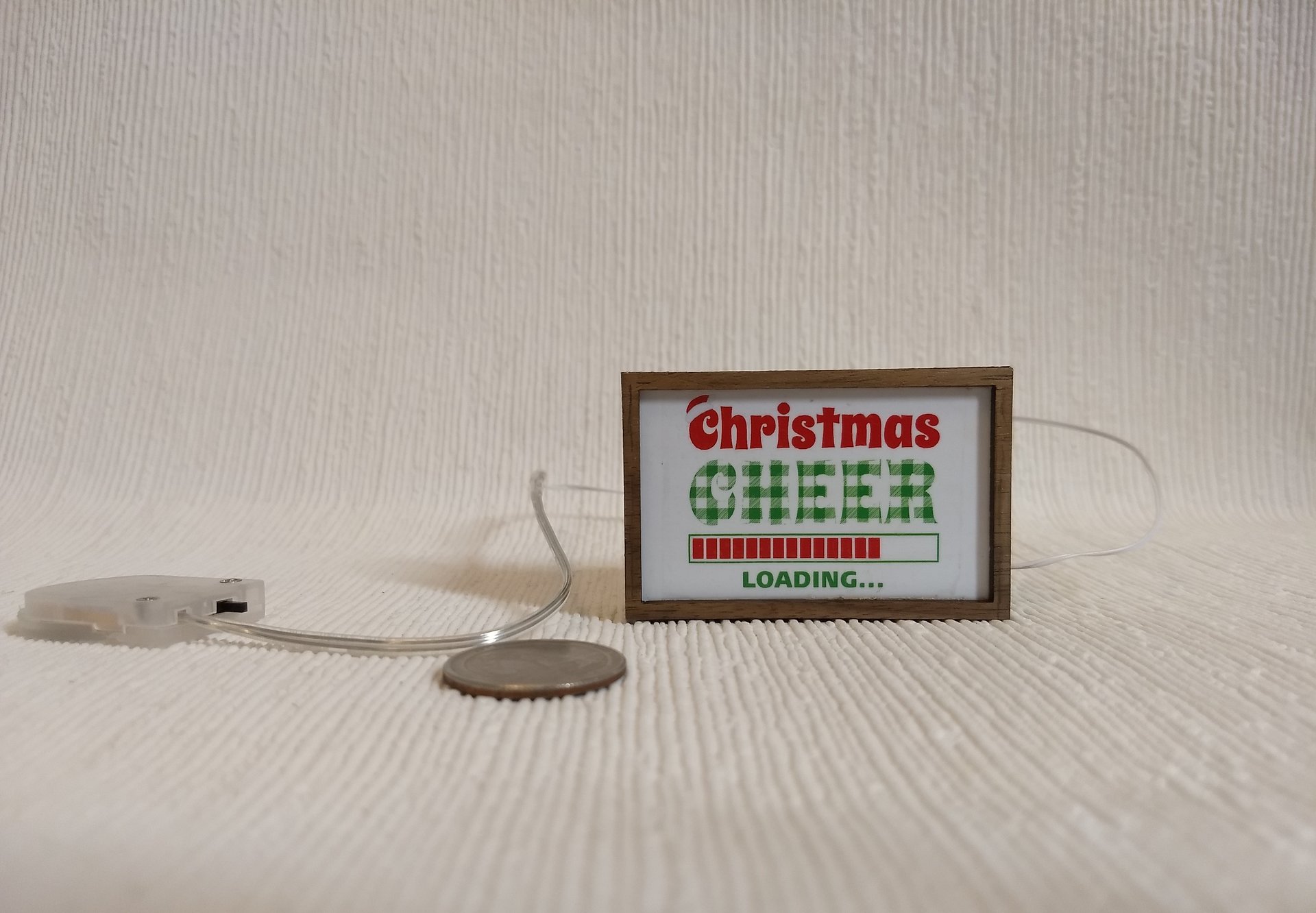 1:12 dollhouse Christmas light box Battery operated holidays cheer meter box Dollhouse holidays light up decor with top walnut frame