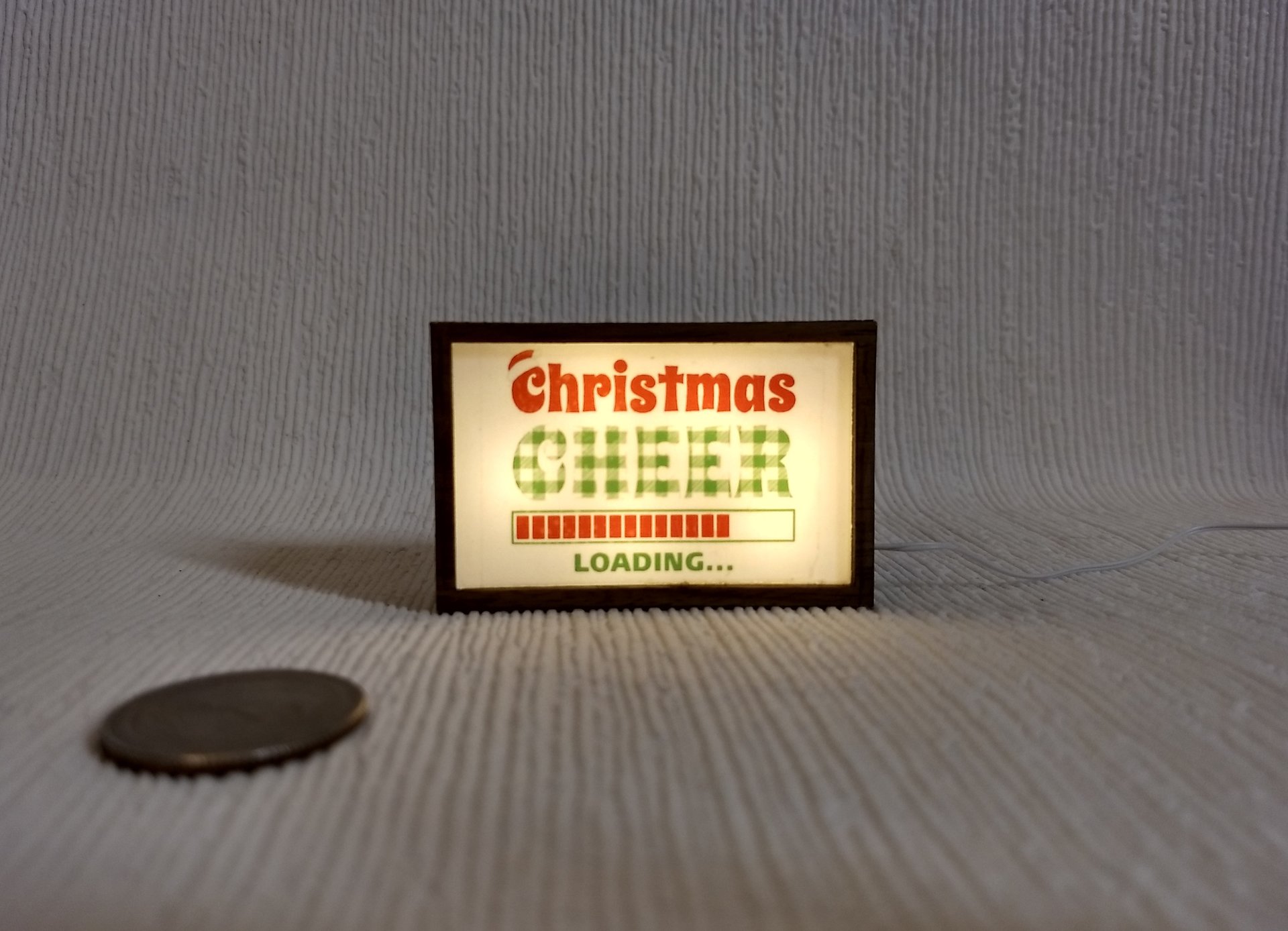 1:12 dollhouse Christmas light box Battery operated holidays cheer meter box Dollhouse holidays light up decor with top walnut frame