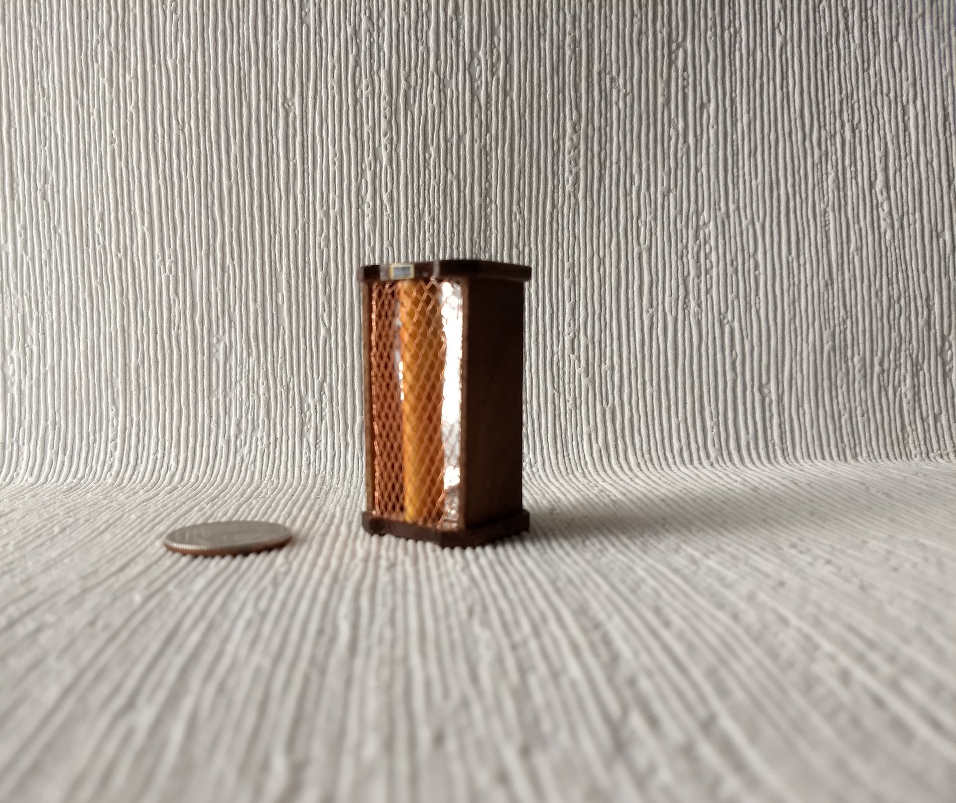 1:12 Dollhouse handcrafted electric infrared heater Mini space heater Battery operated radiant heater walnut casing Radiant light NO heat