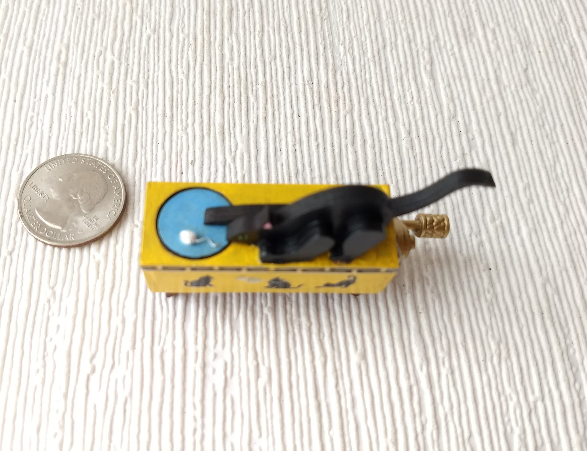 RESERVED Miniature cat and mouse automata toy Cat chasing mouse hand crank toy