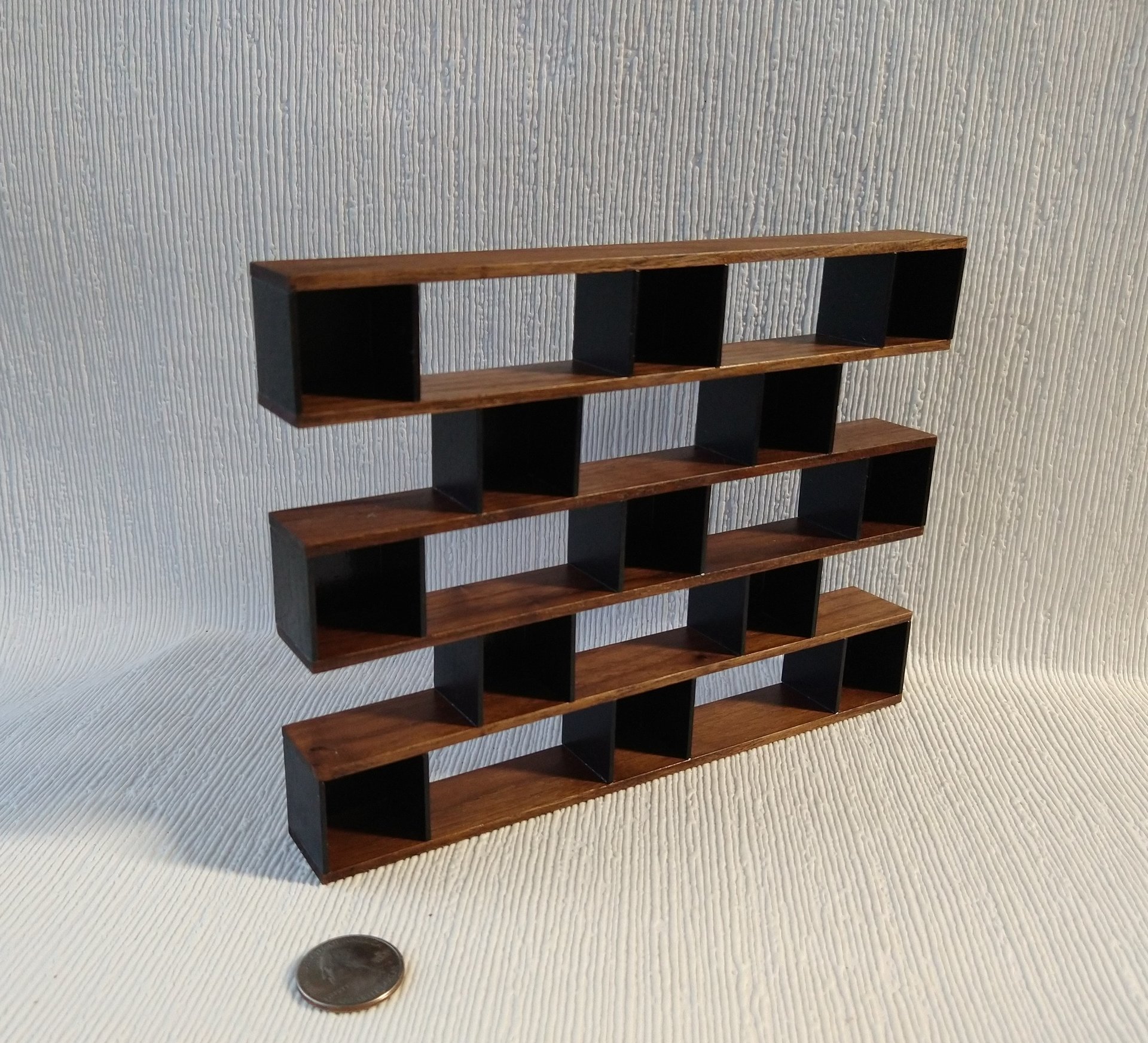 RESERVED 1:12 dollhouse shelving unit made from solid walnut with MDF backing Mid-century modern book case Contemporary book shelves