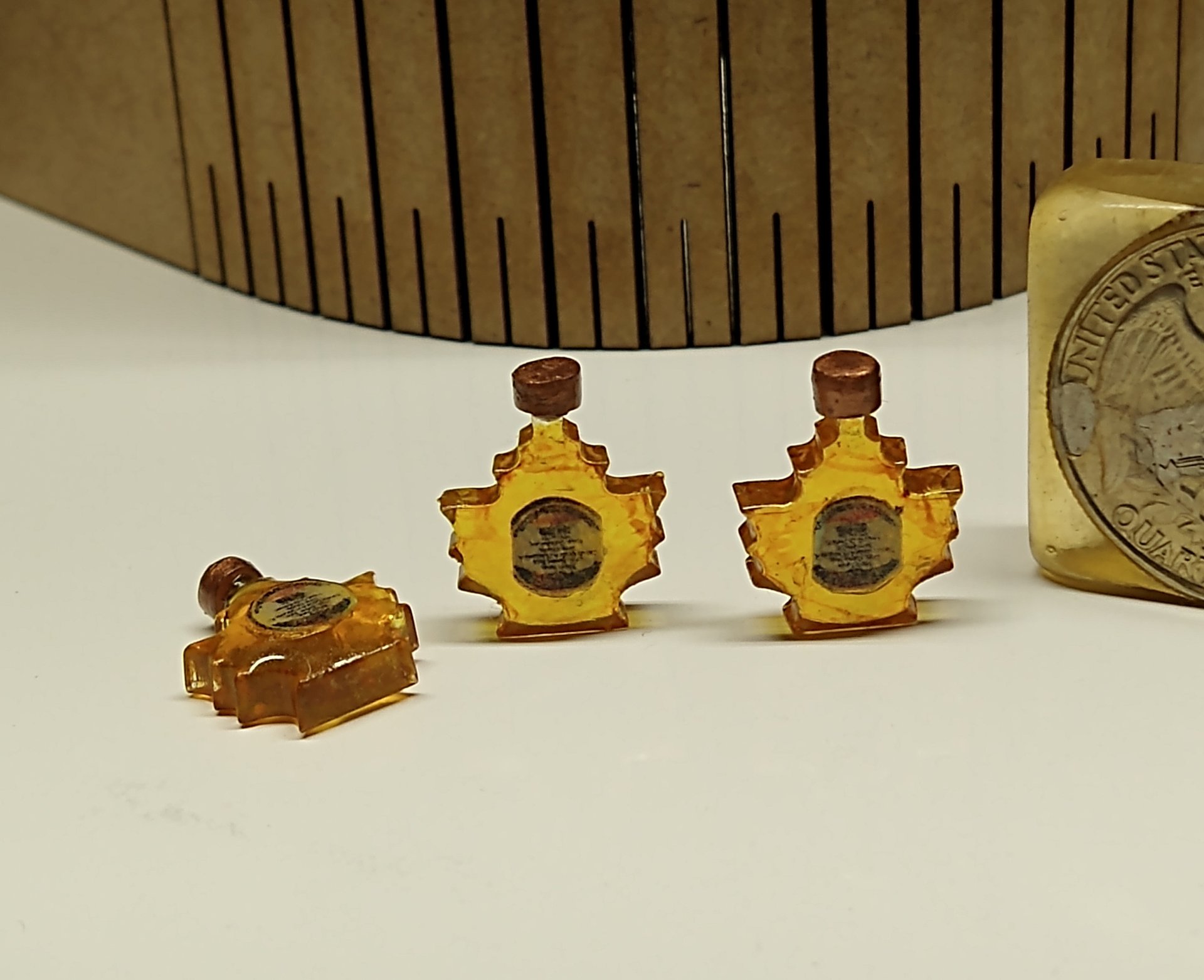 1:12 Dollhouse miniature handcrafted maple syrup in maple leaf shaped bottles Dollhouse fake food Price is for ONE bottle