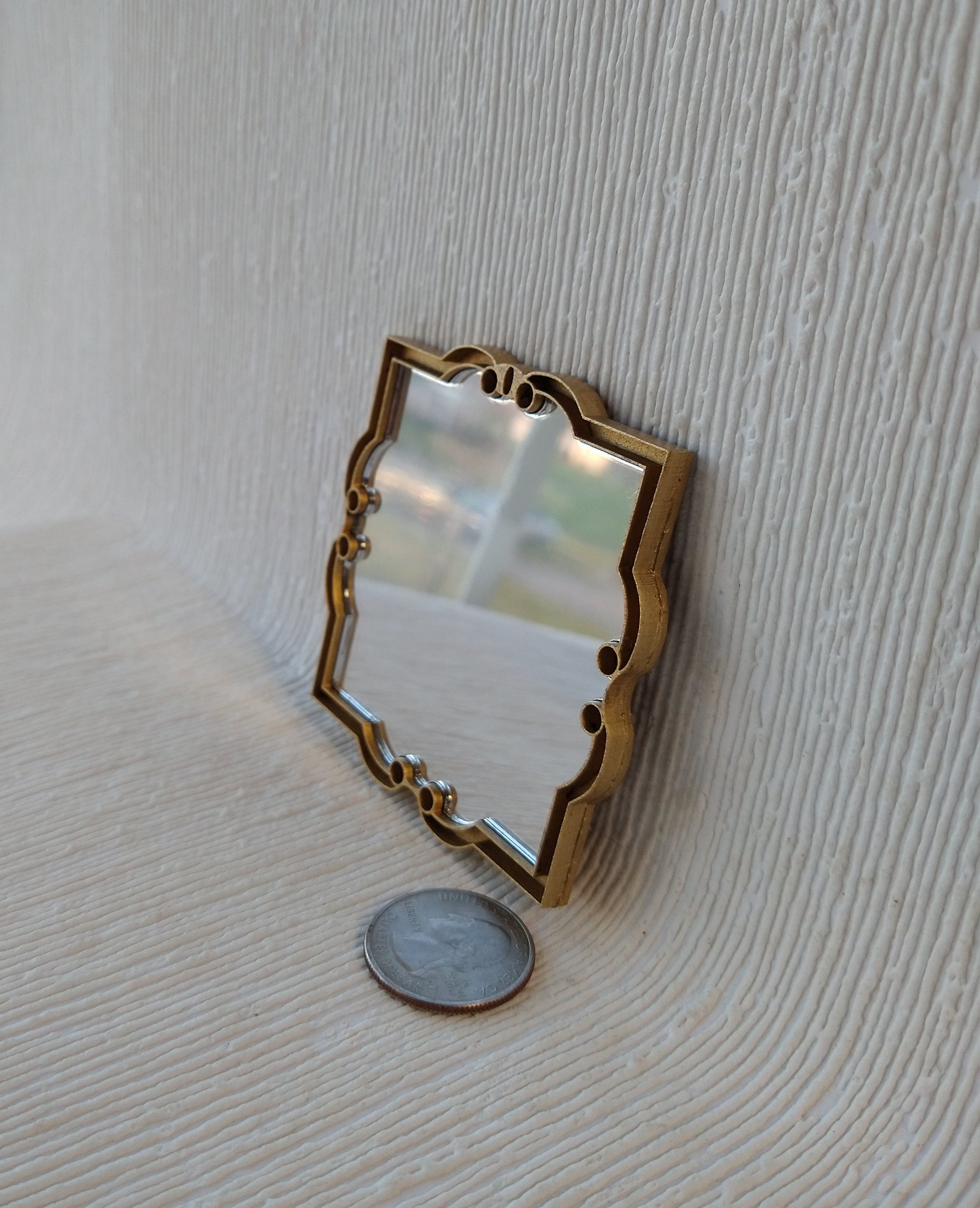 RESERVED 1: 12 Dollhouse accent mirror faux iron works mirror with intricate scrolls in frame