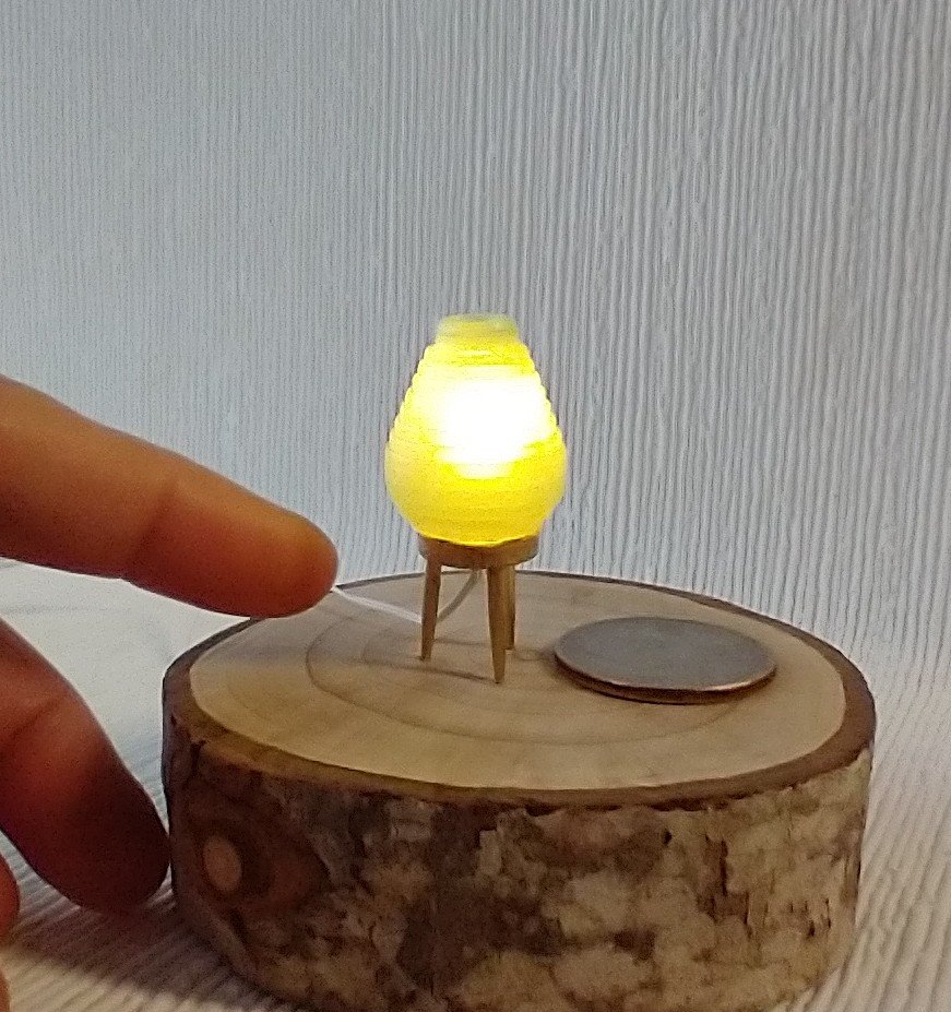 1:12 Dollhouse beehive lamp Mid-century inspired atomic tripod lamp Battery operated blue LED lamp Retro style table lamp REF Aqua blue