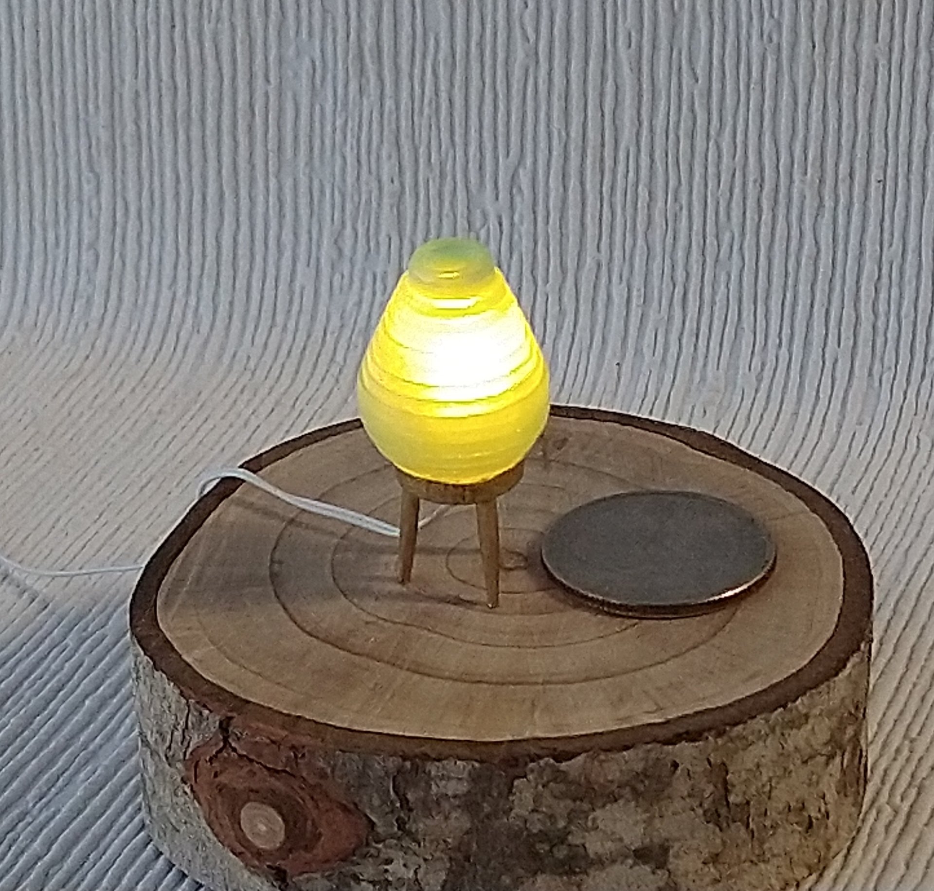 1:12 Dollhouse beehive lamp Mid-century inspired atomic tripod lamp Battery operated blue LED lamp Retro style table lamp REF Aqua blue