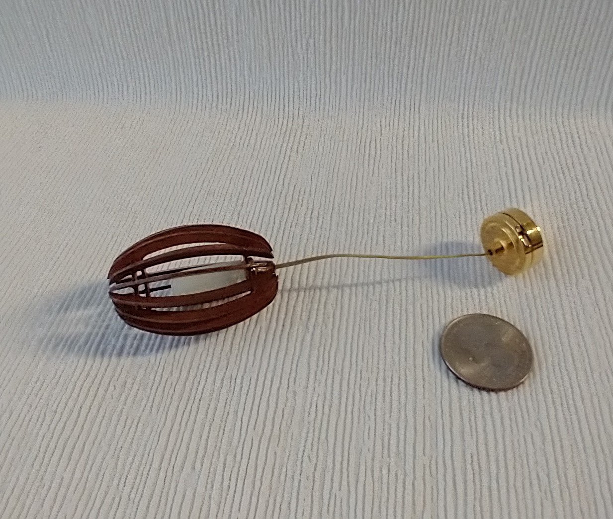 1:12 dollhouse battery operated walnut chandelier Mid century inspired oval shaped ceiling light