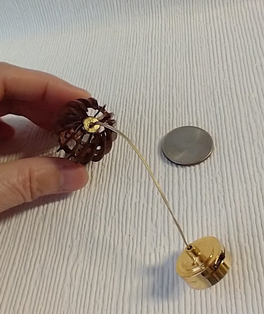 1:12 dollhouse battery operated walnut chandelier Mid century inspired oval shaped ceiling light