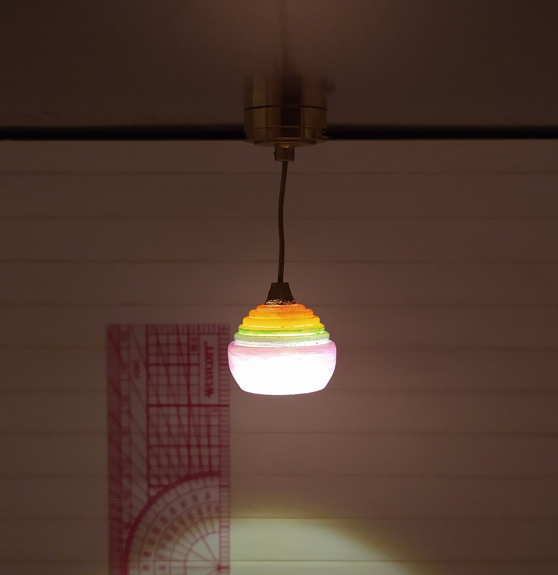 1:12 dollhouse rainbow colored pendant light Spirit lifting colorful ceiling light