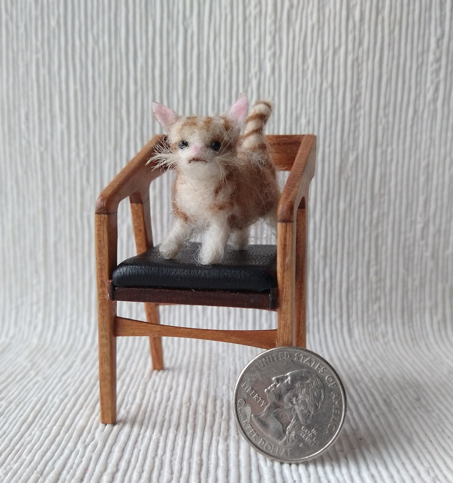 OOAK needle felted tabby cat for 1:12 dollhouse