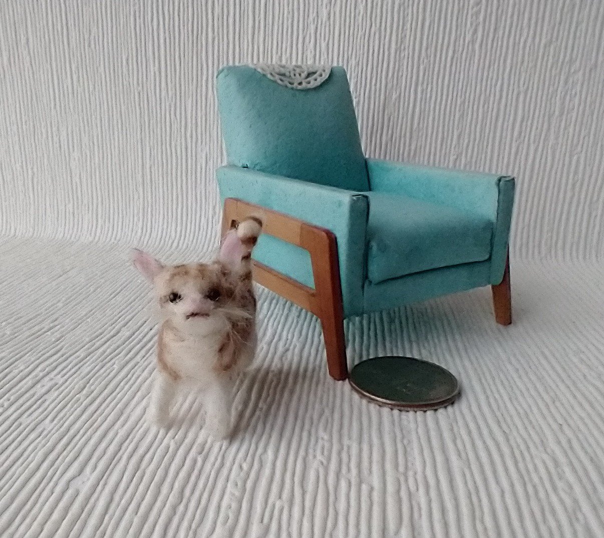 OOAK needle felted tabby cat for 1:12 dollhouse