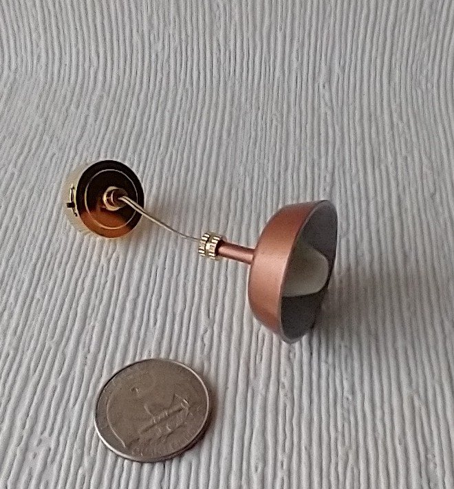 1:12 dollhouse miniature copper finish pendant light with white inner shade Battery operated MCM styled ceiling light Price is for EACH