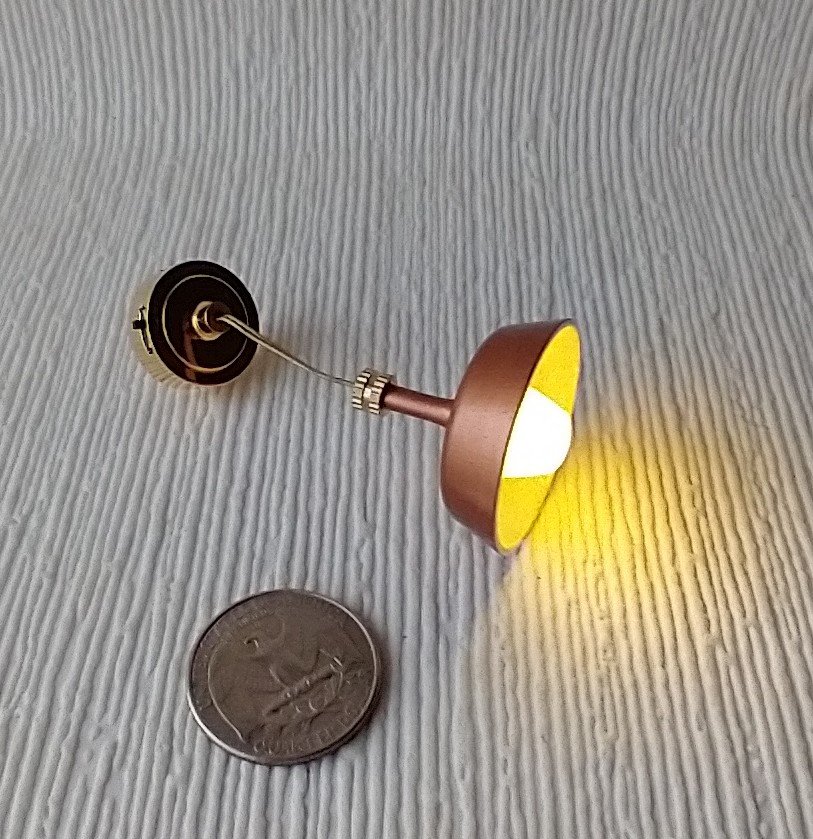 1:12 dollhouse miniature copper finish pendant light with white inner shade Battery operated MCM styled ceiling light Price is for EACH
