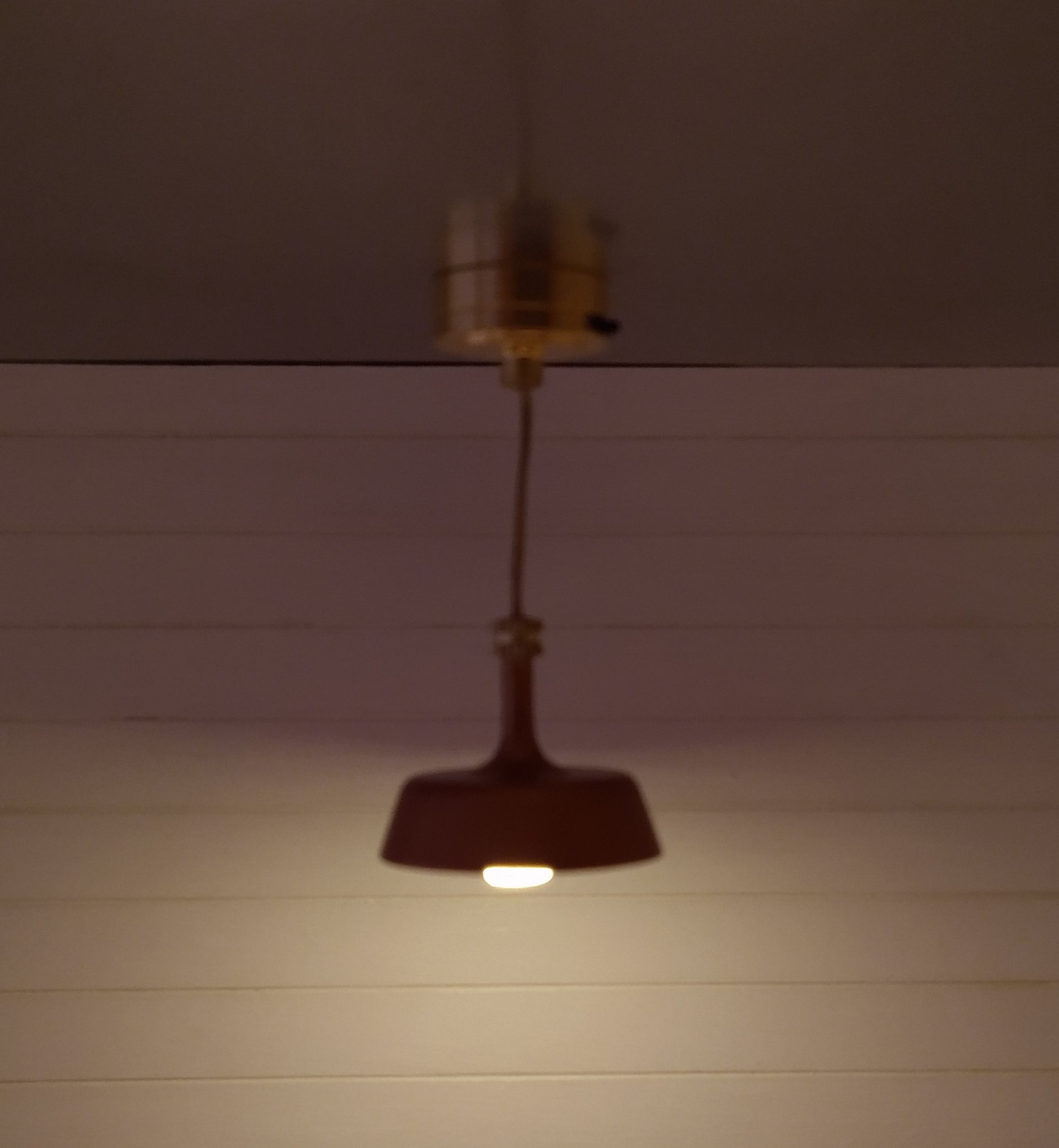 1:12 dollhouse miniature copper finish pendant light with white inner shade Battery operated MCM styled ceiling light Price is for EACH