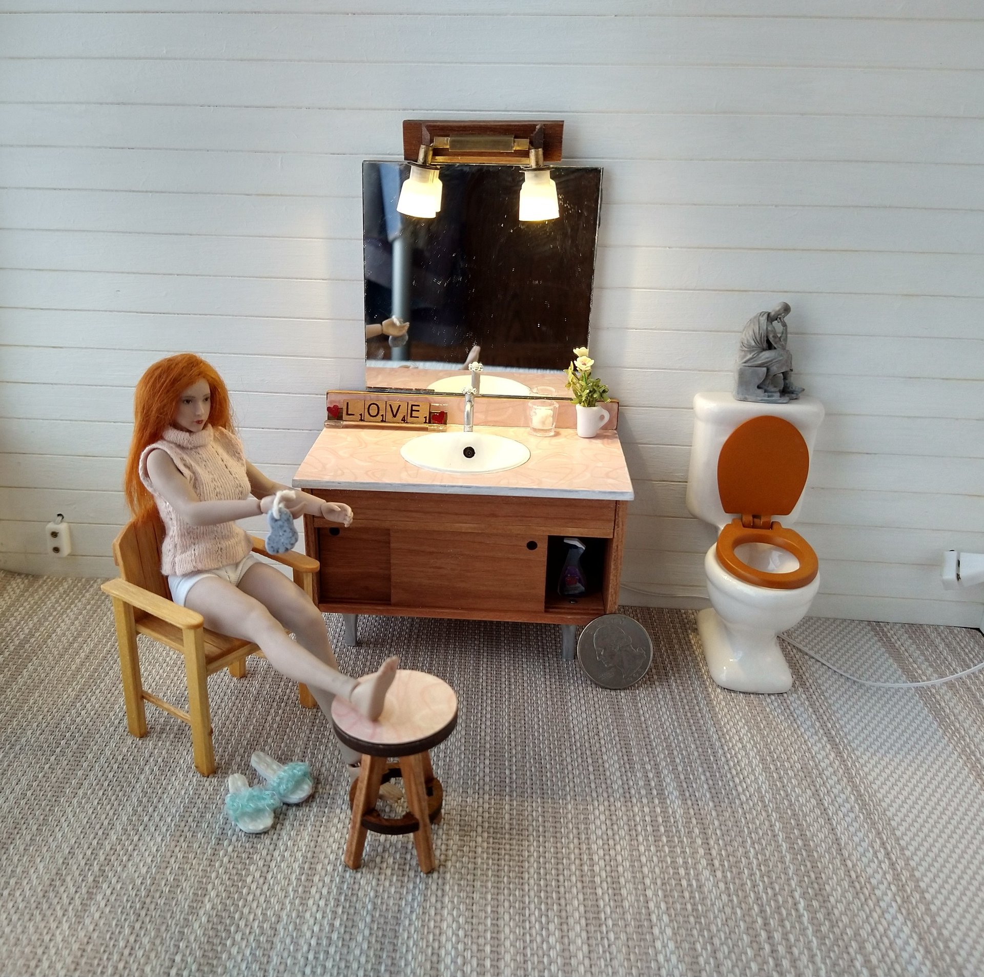 Dollhouse miniature statute The Thinker / Philosopher / Aristotle