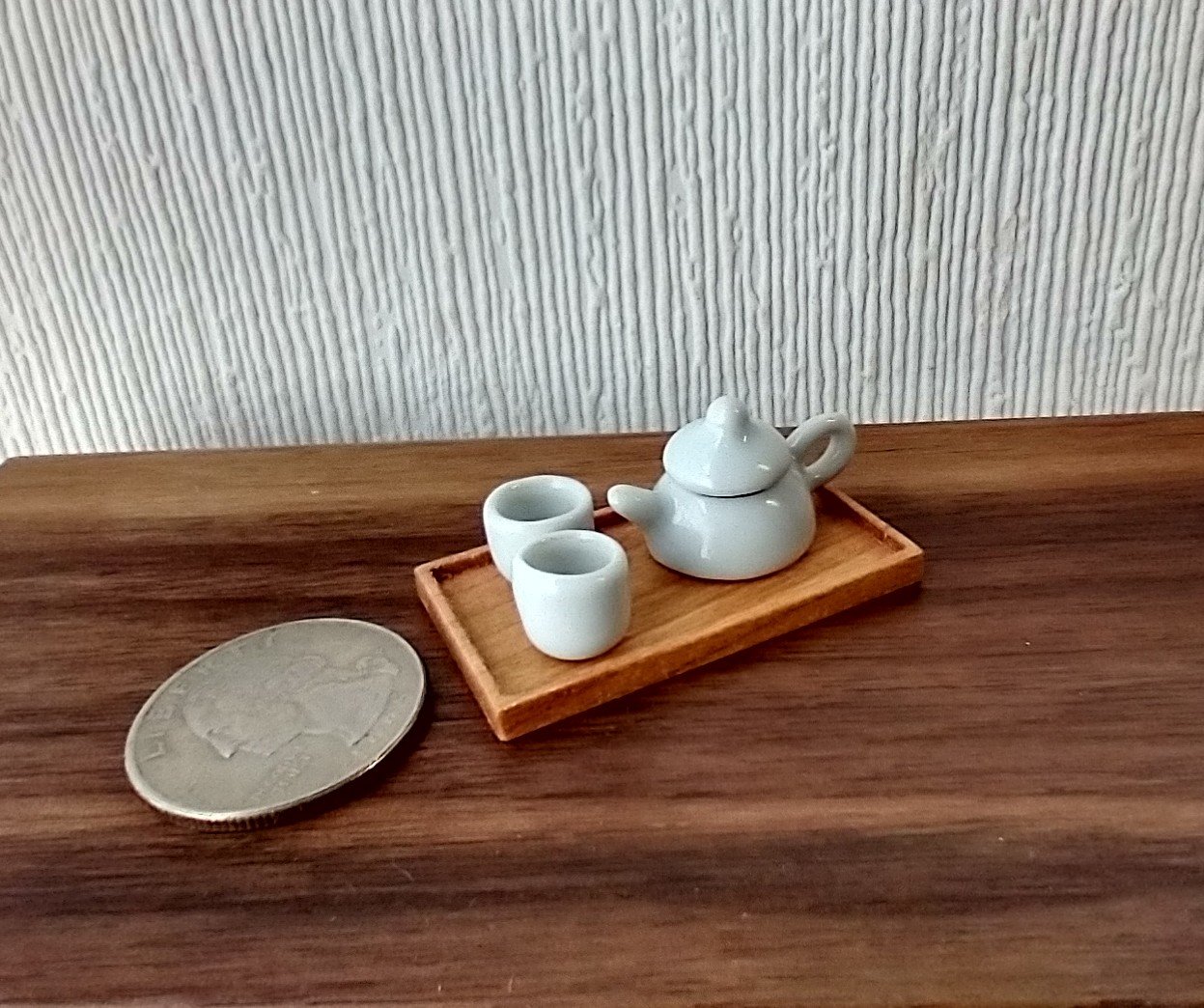 1:12 solid cherry wood tea tray Serving tray Japanese or Chinese tea table accessory