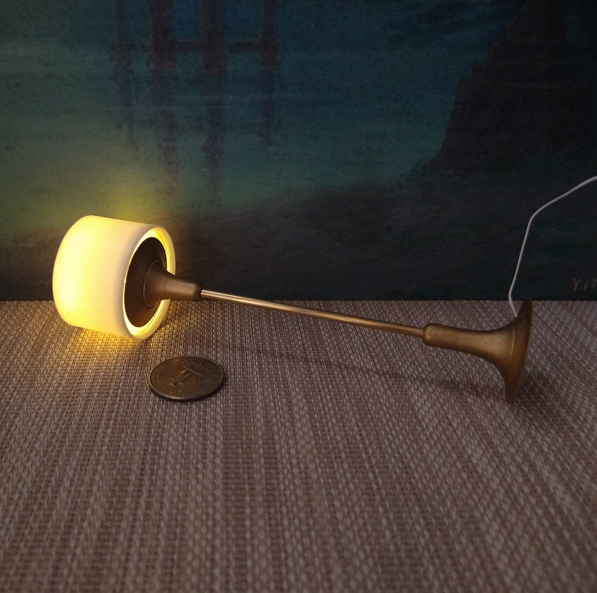 1:12 dollhouse miniature tulip based floor lamp MCM style floor lamp
