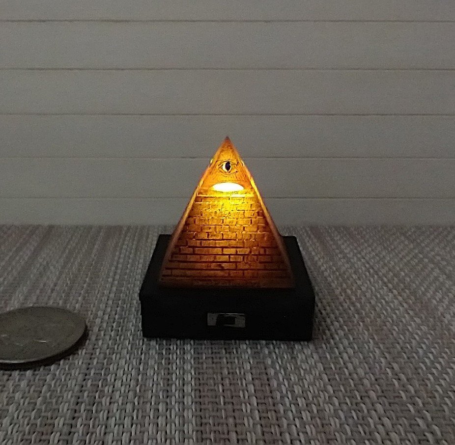RESERVED Dollhouse miniature Light up Eye of Providence Pyramid Battery operated pyramid light Dollhouse novelty LED light mini home decor