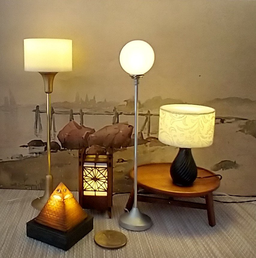 RESERVED 1:12 Dollhouse battery operated globe floor lamp Mid-century styled globe lamp White orb floor lamp