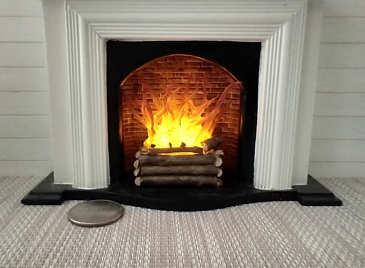 1:12 Dollhouse realistic light up firelogs with flickering flames Battery operated lit logs 1 unit