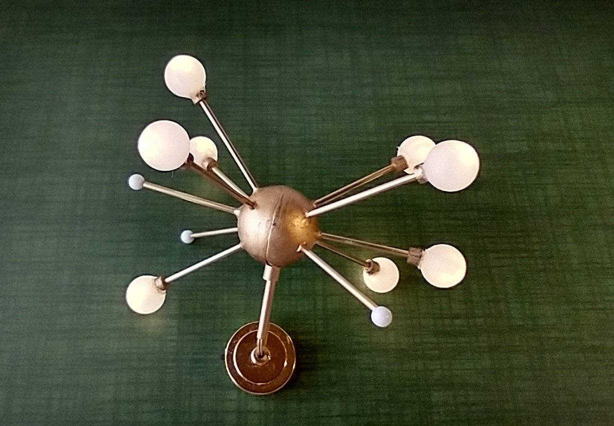 RESERVED 1:12 Dollhouse mid-century inspired space age orbit chandelier Atomic age MCM 8-light ceiling light