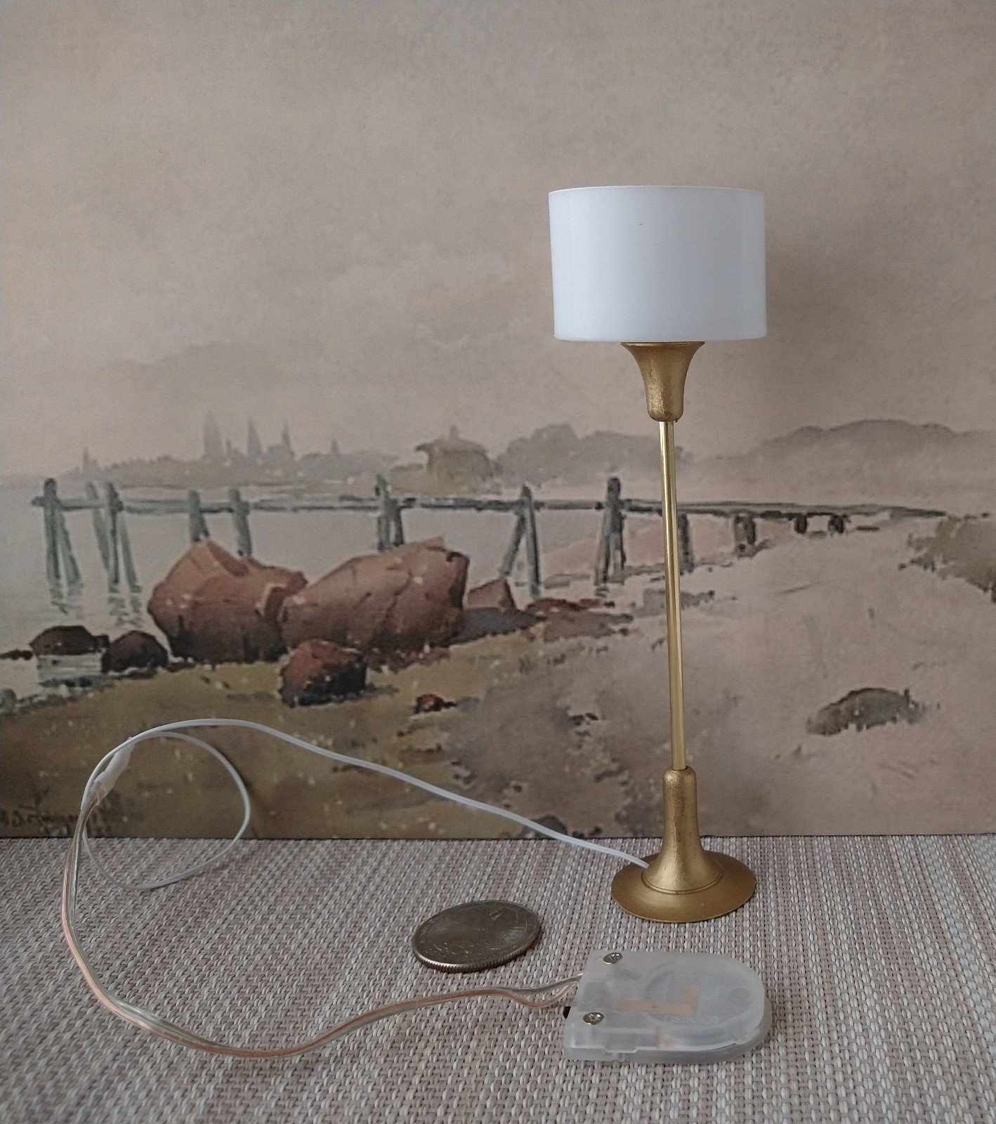 RESERVED 1:12 dollhouse miniature tulip based floor lamp MCM style floor lamp