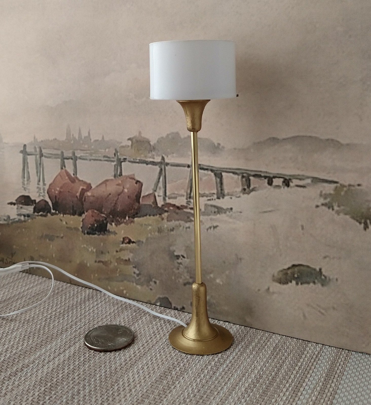 RESERVED 1:12 dollhouse miniature tulip based floor lamp MCM style floor lamp