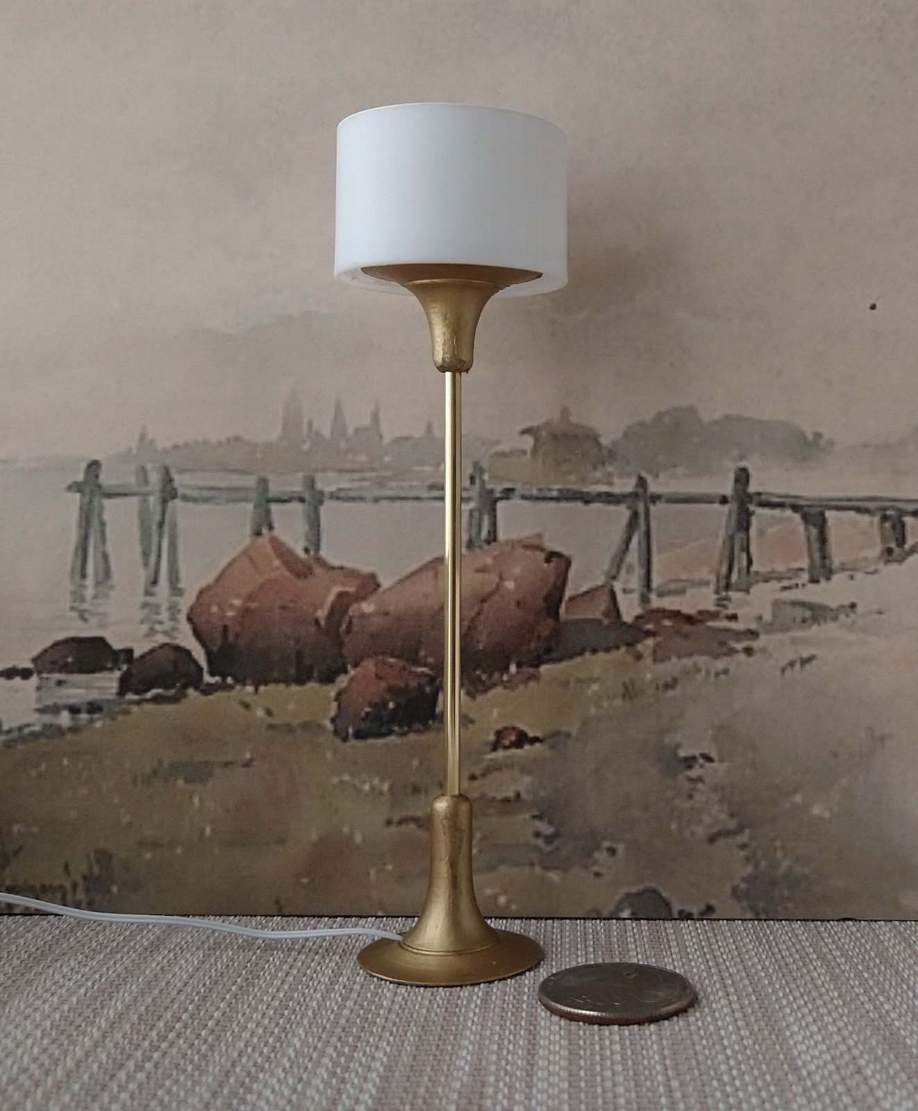 RESERVED 1:12 dollhouse miniature tulip based floor lamp MCM style floor lamp