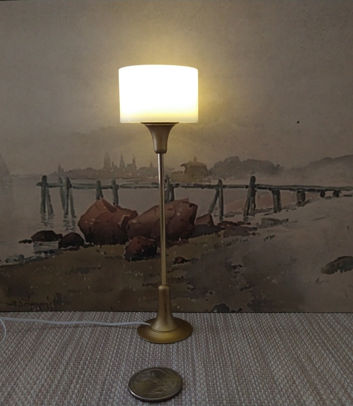 RESERVED 1:12 dollhouse miniature tulip based floor lamp MCM style floor lamp