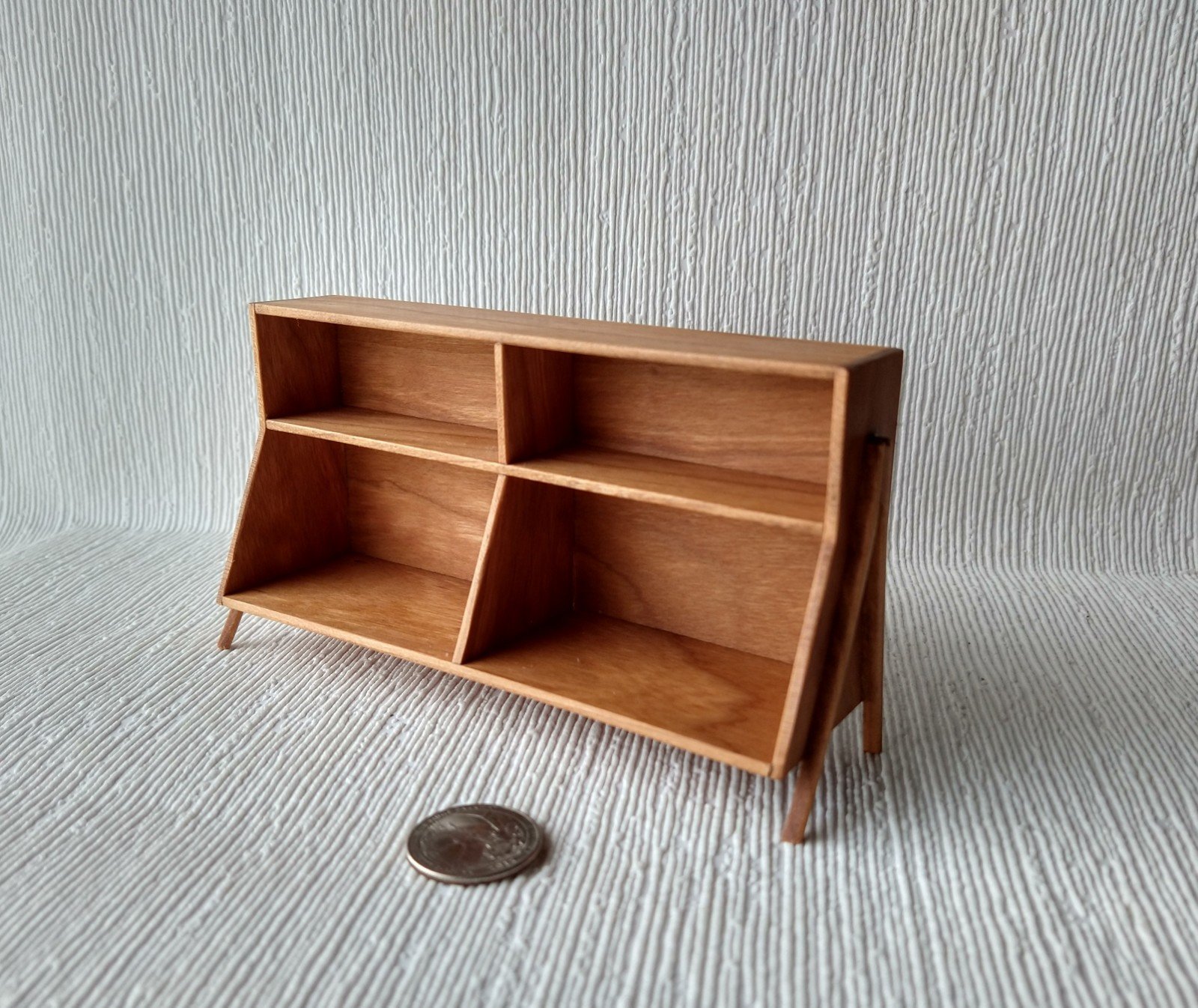 RESERVED 1:12 Dollhouse mid-century styled book case or display case in cherry wood Accessories not included