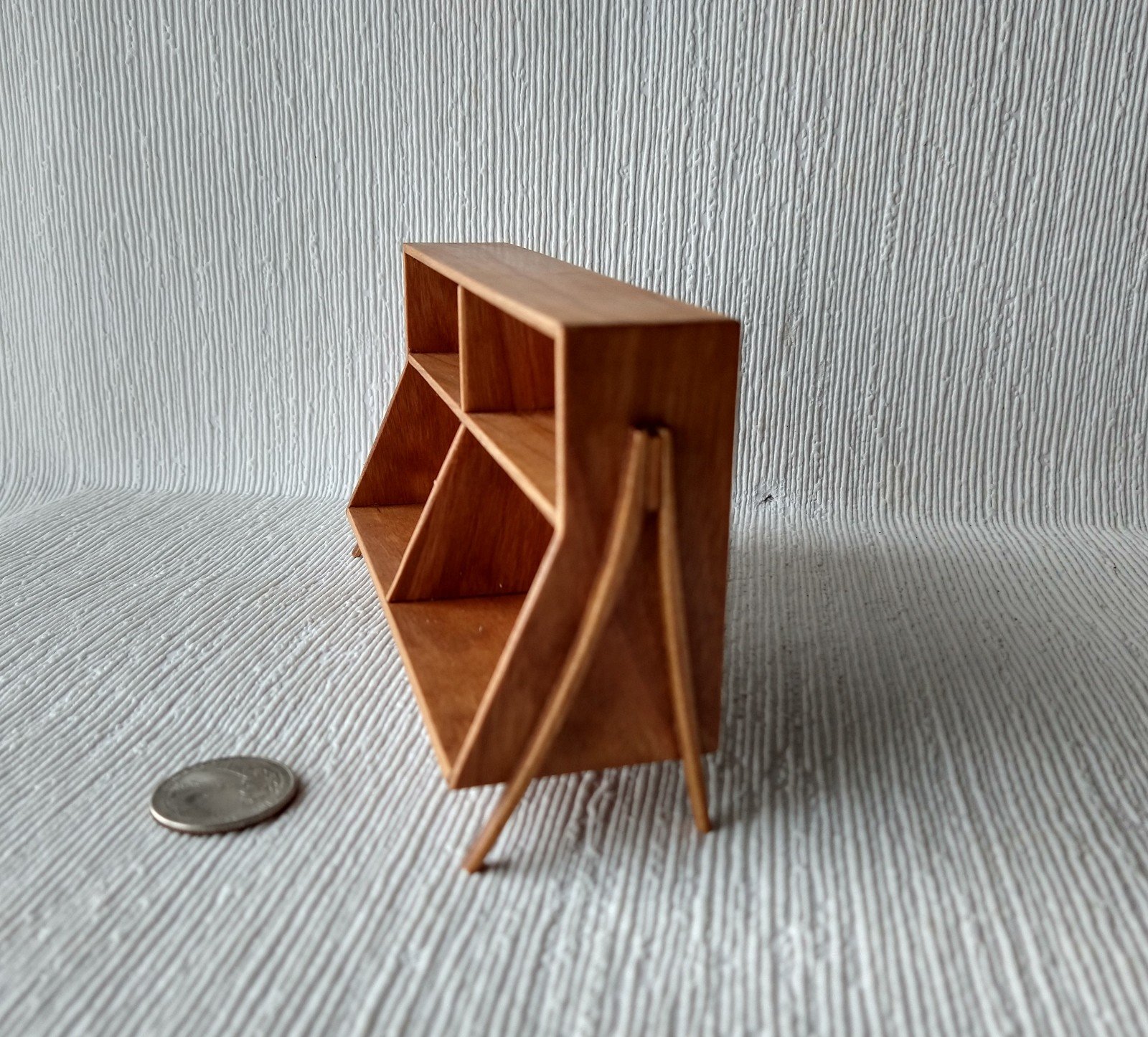 RESERVED 1:12 Dollhouse mid-century styled book case or display case in cherry wood Accessories not included