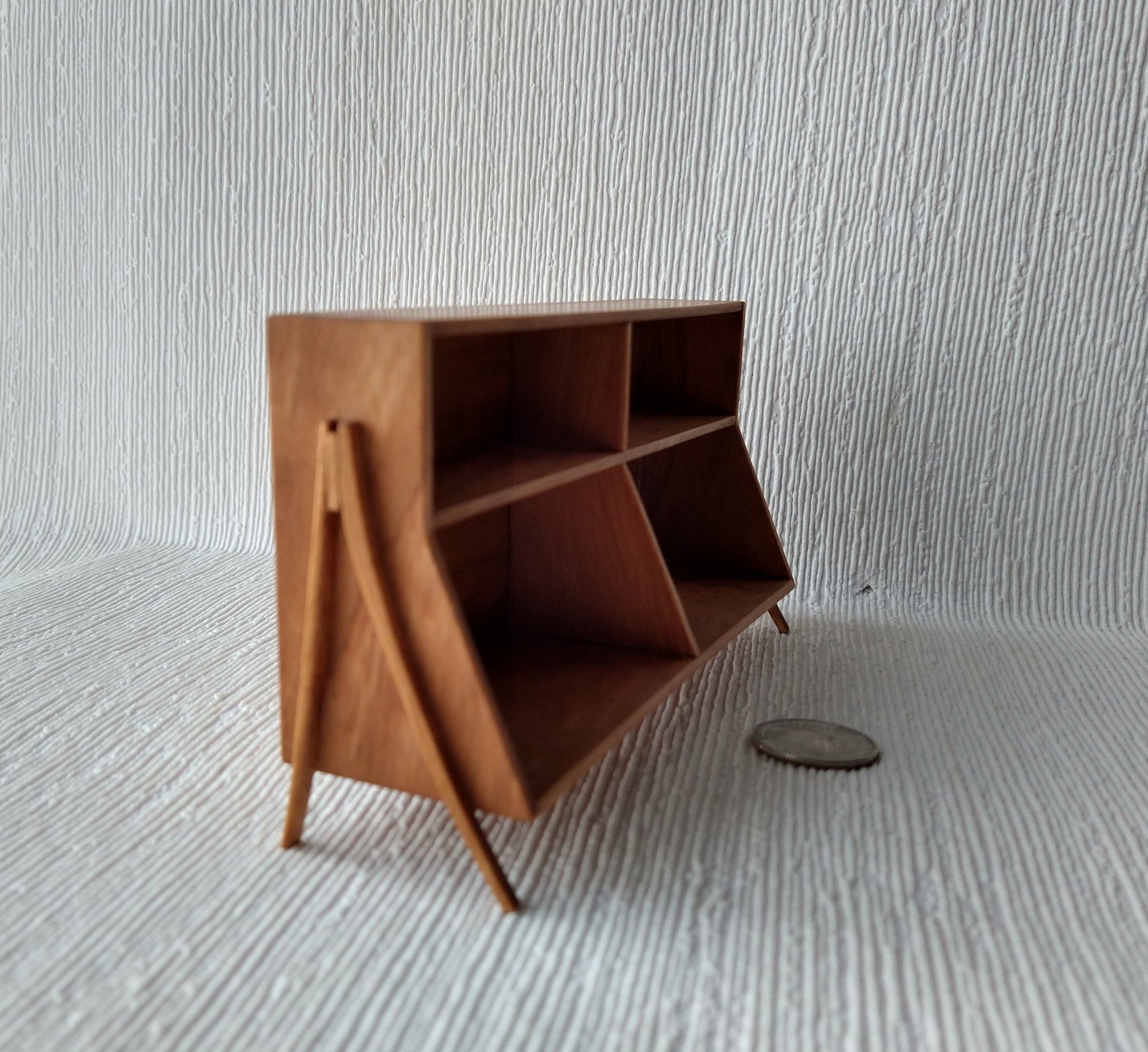 RESERVED 1:12 Dollhouse mid-century styled book case or display case in cherry wood Accessories not included