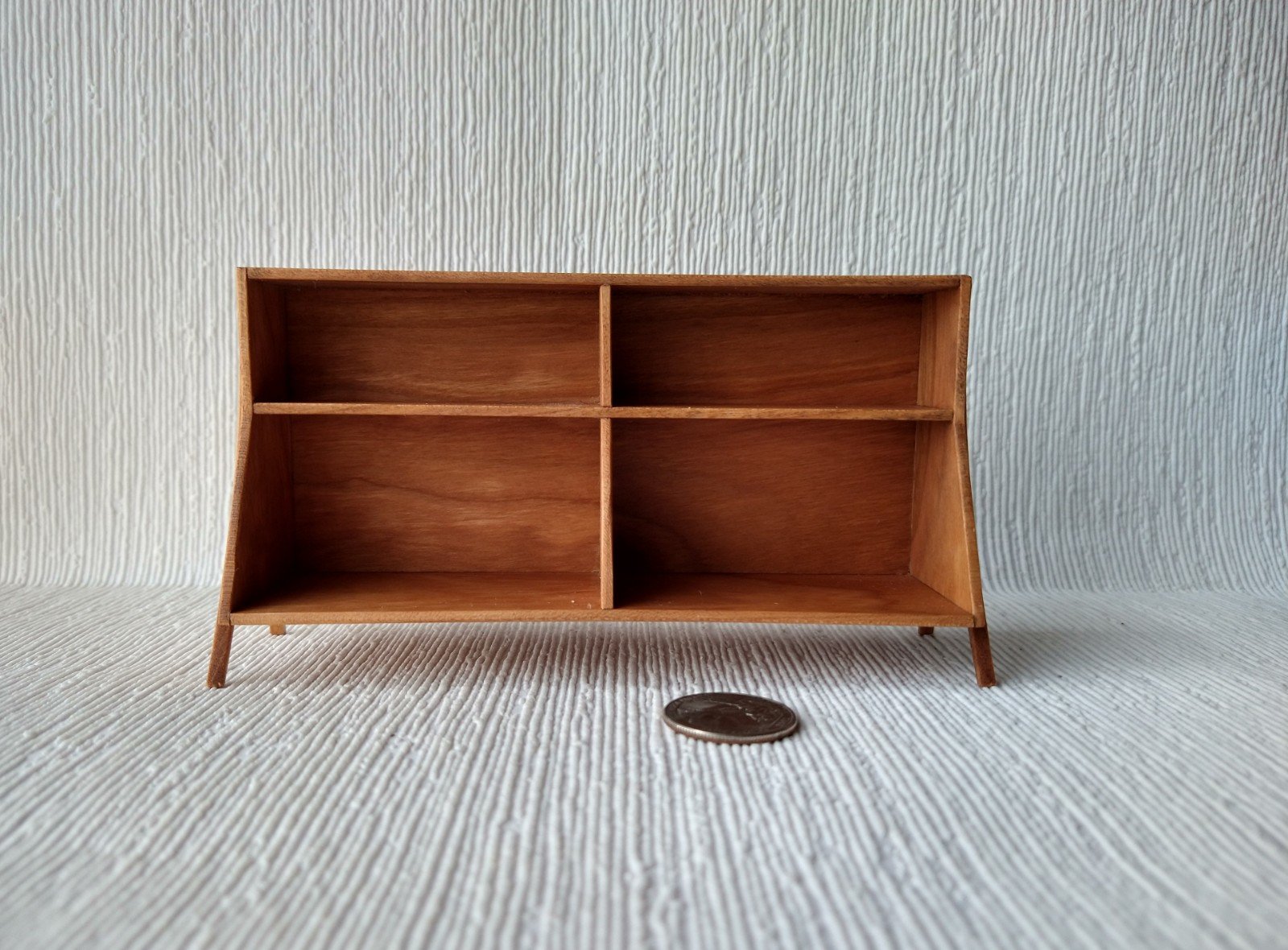 RESERVED 1:12 Dollhouse mid-century styled book case or display case in cherry wood Accessories not included