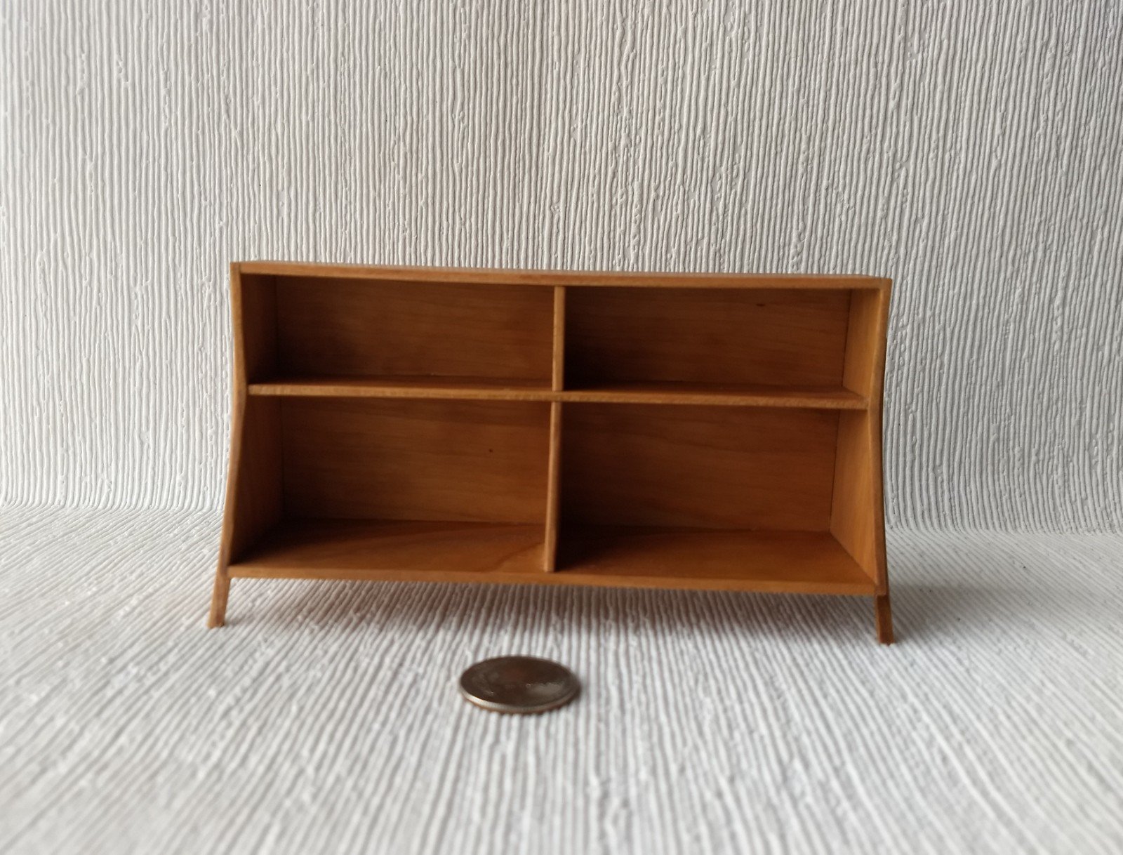 1:12 Dollhouse mid-century styled book case or display case or shelving unit in solid cherry wood
