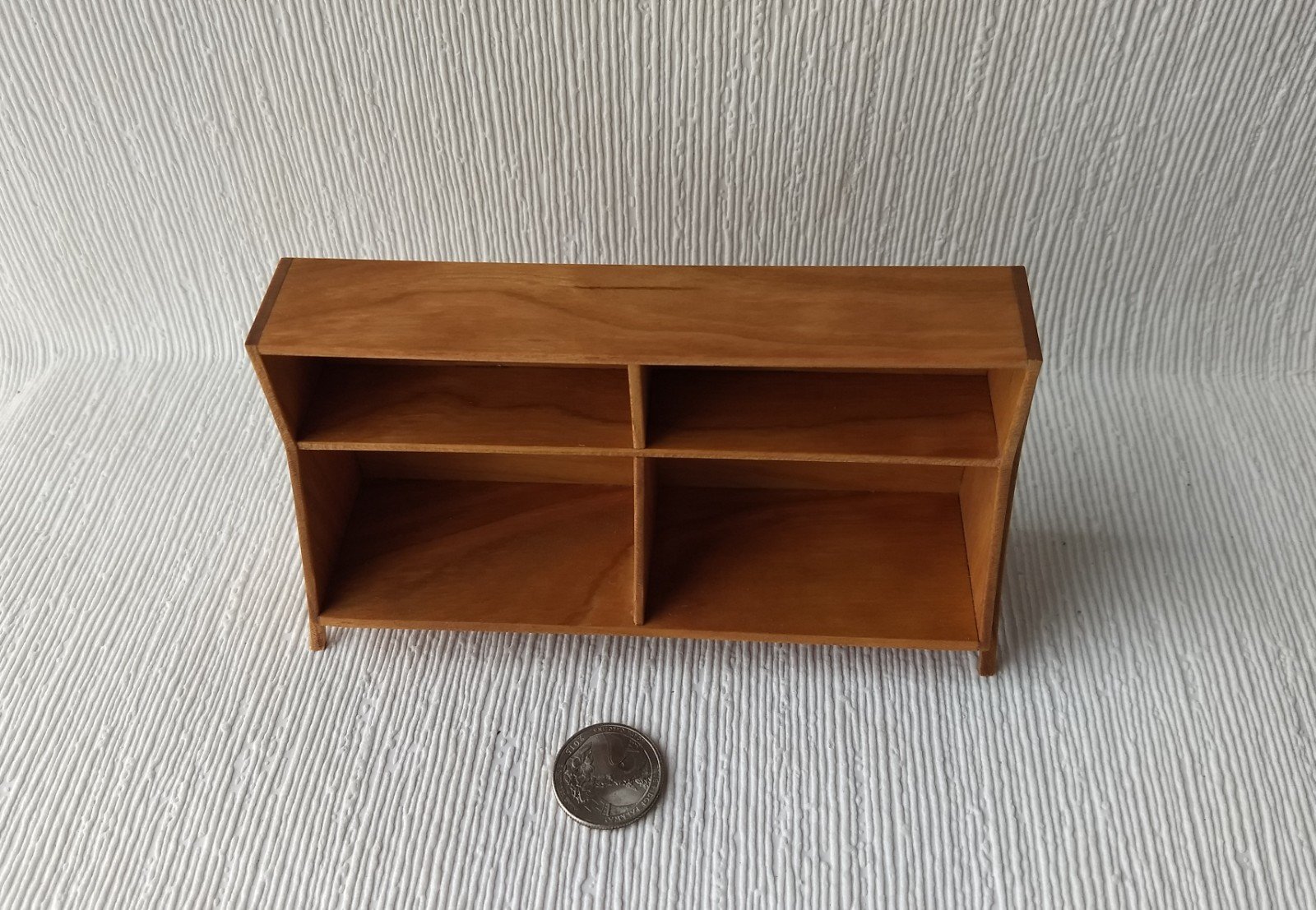 1:12 Dollhouse mid-century styled book case or display case or shelving unit in solid cherry wood