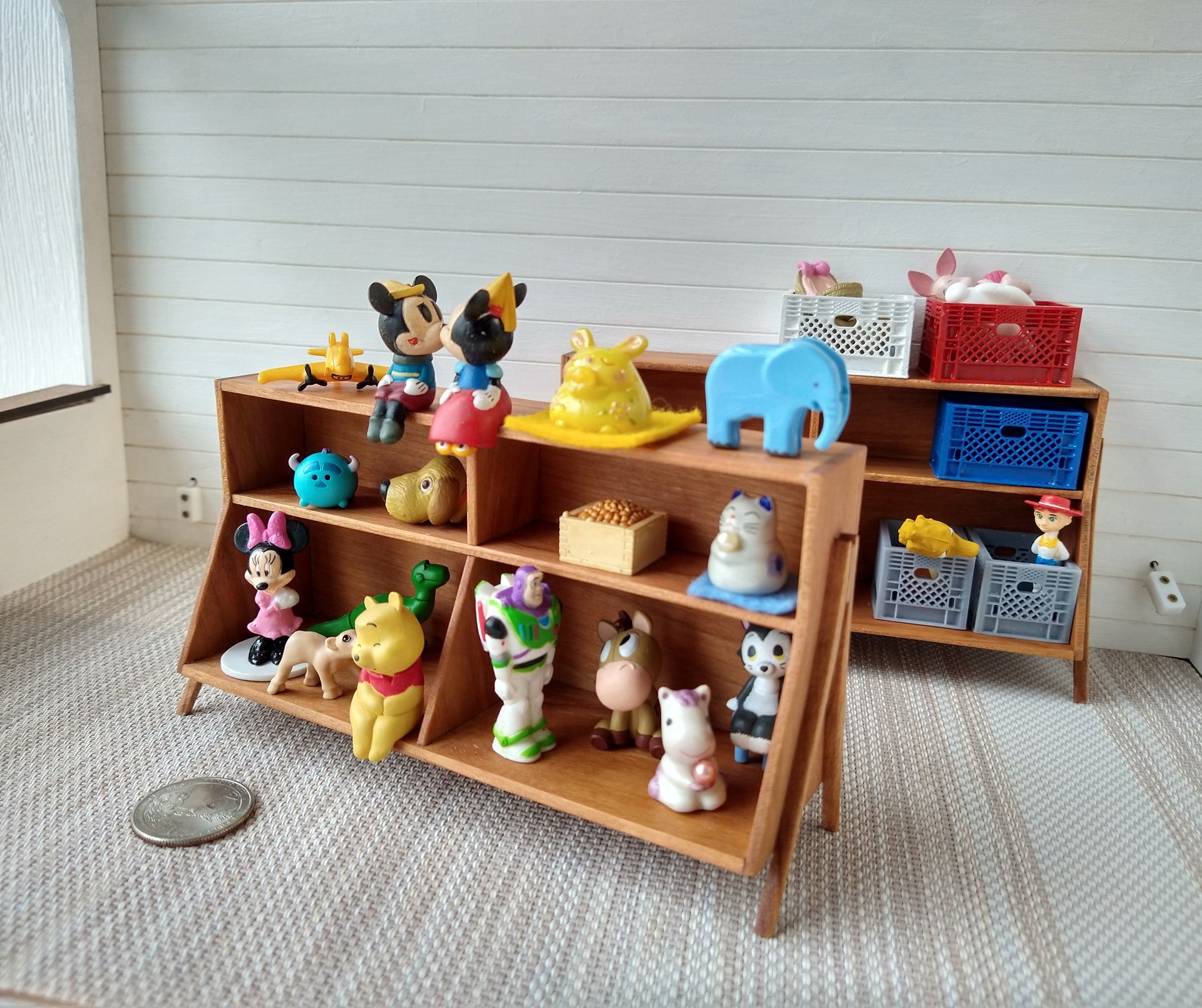 RESERVED 1:12 Dollhouse mid-century styled book case or display case in cherry wood Accessories not included