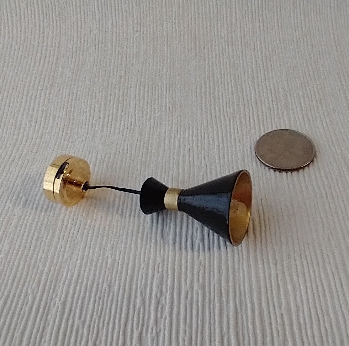 1:12 dollhouse miniature cone pendant light in black Mid-century modern LED ceiling light Battery operated MCM light