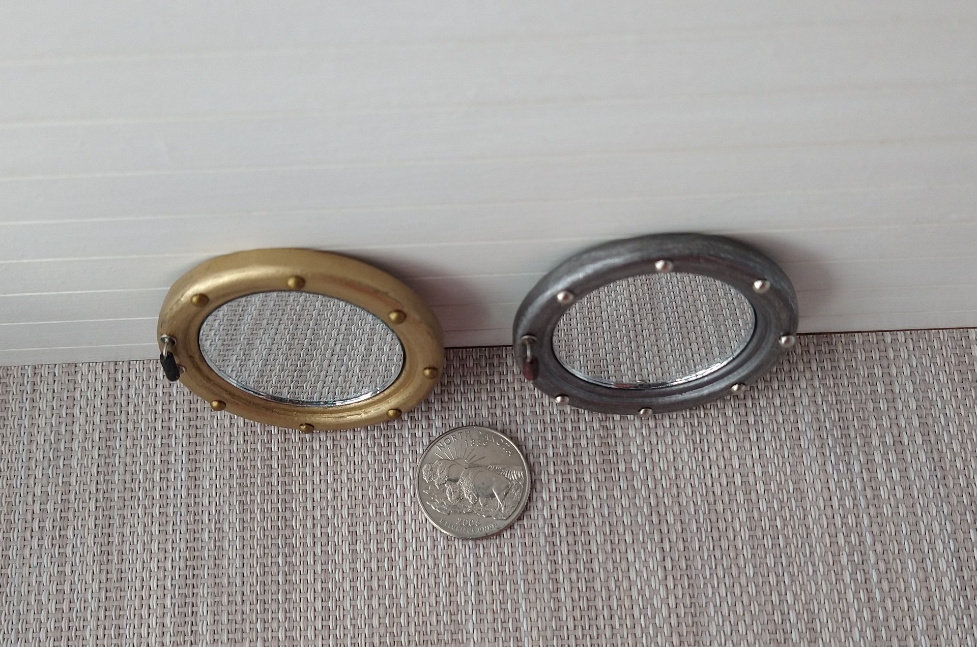 1:12 dollhouse porthole accent mirror Porthole wall mirror Beach cottage accessory Industrial style mirror - gunmetal porthole