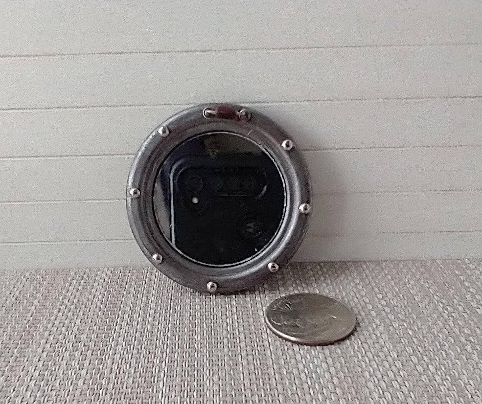 1:12 dollhouse porthole accent mirror Porthole wall mirror Beach cottage accessory Industrial style mirror - gunmetal porthole