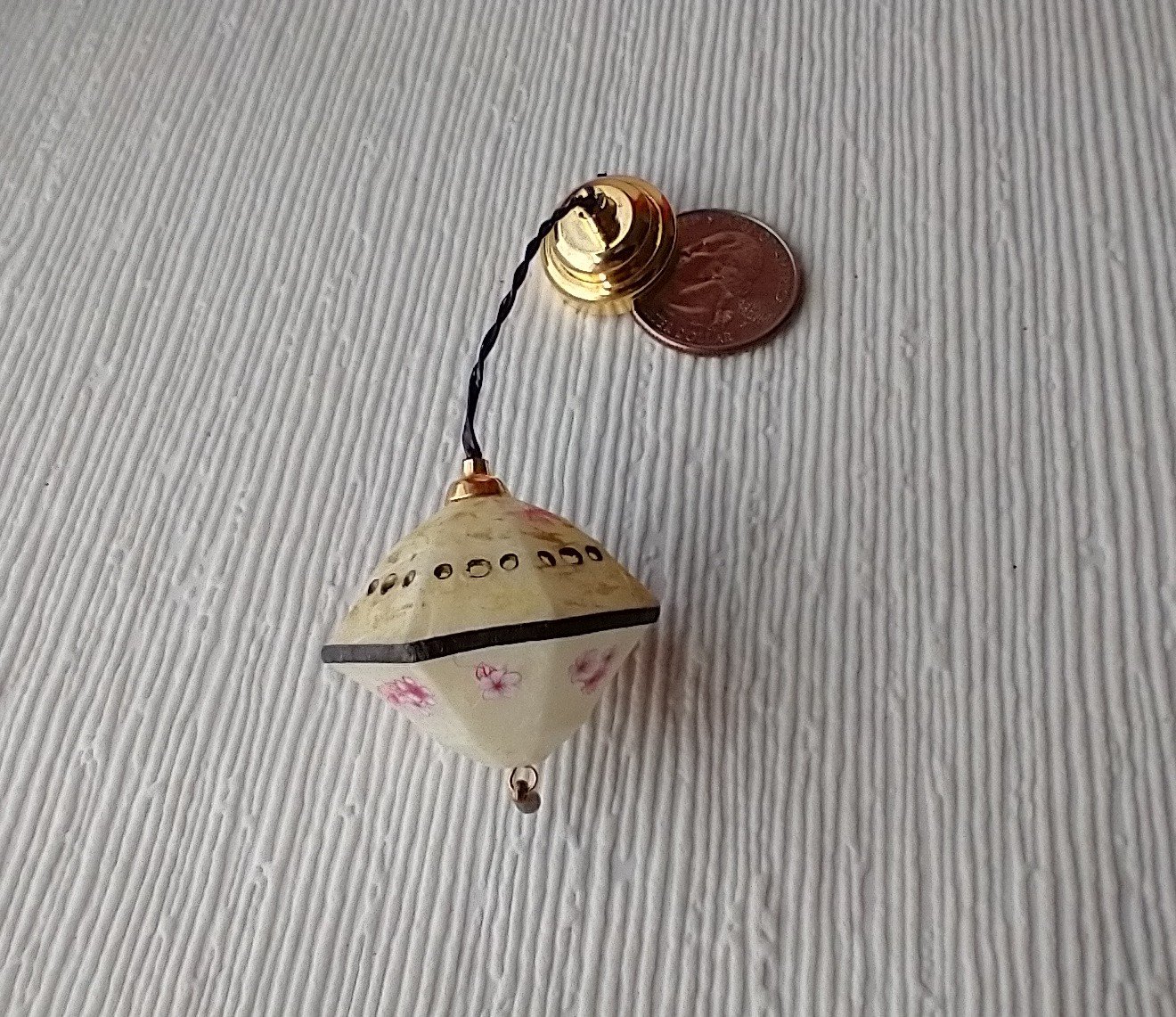 RESERVED 1:12 Dollhouse Asian themed cream white lantern light Battery operated hanging or pendant light