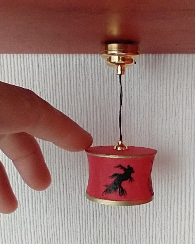RESERVED 1:12 Dollhouse red lantern pendant light Battery operated Asian themed hanging or pendant light