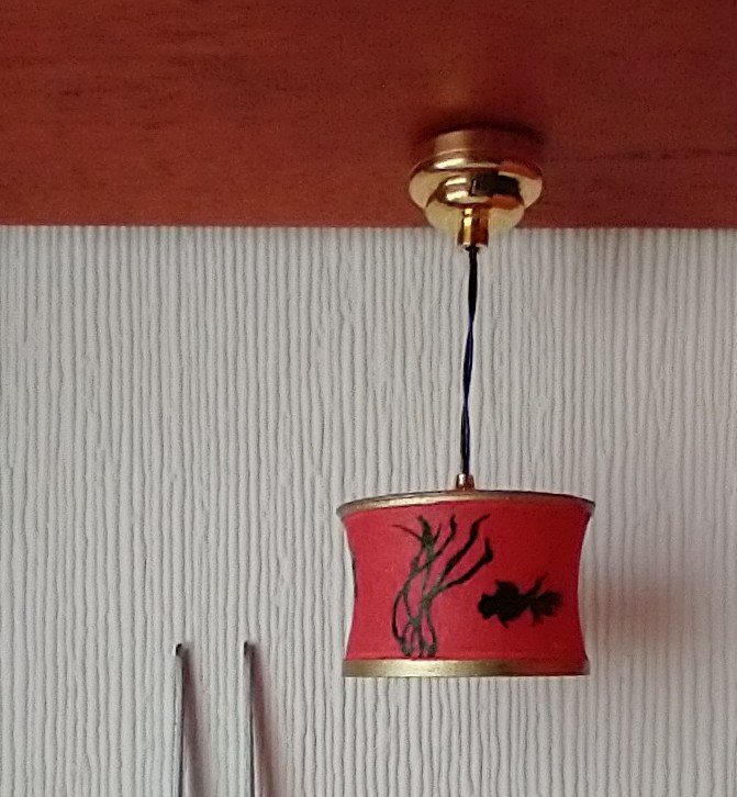 RESERVED 1:12 Dollhouse red lantern pendant light Battery operated Asian themed hanging or pendant light