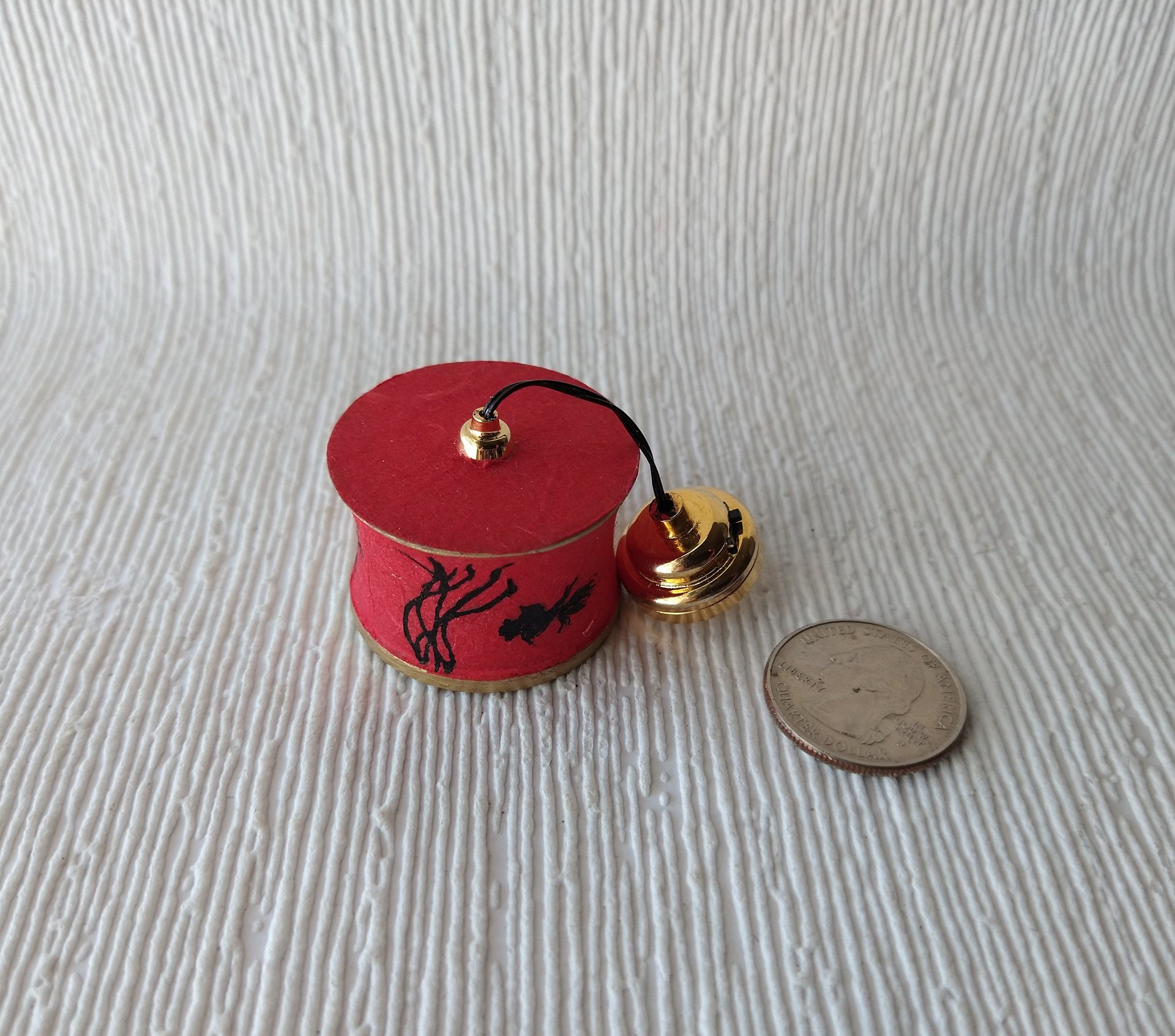 RESERVED 1:12 Dollhouse red lantern pendant light Battery operated Asian themed hanging or pendant light