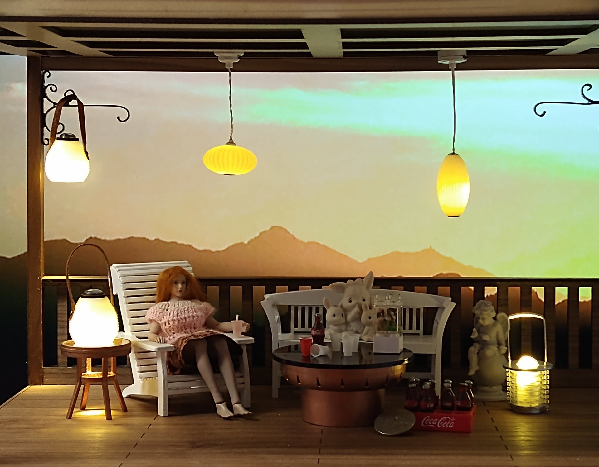 1:12 Dollhouse bugs zapper lantern for outdoor patio porch lawn light Modern LED lantern